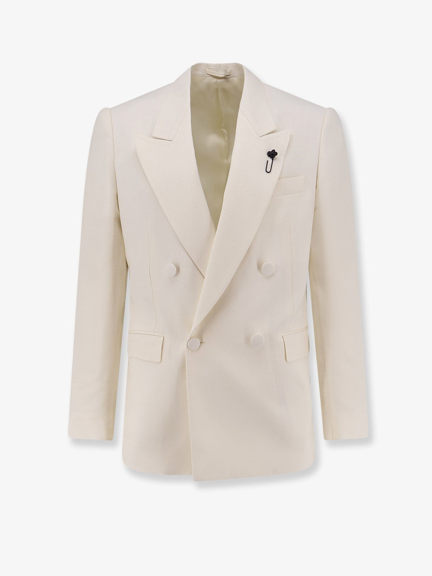 Lardini Double - breasted viscose and silk blazer