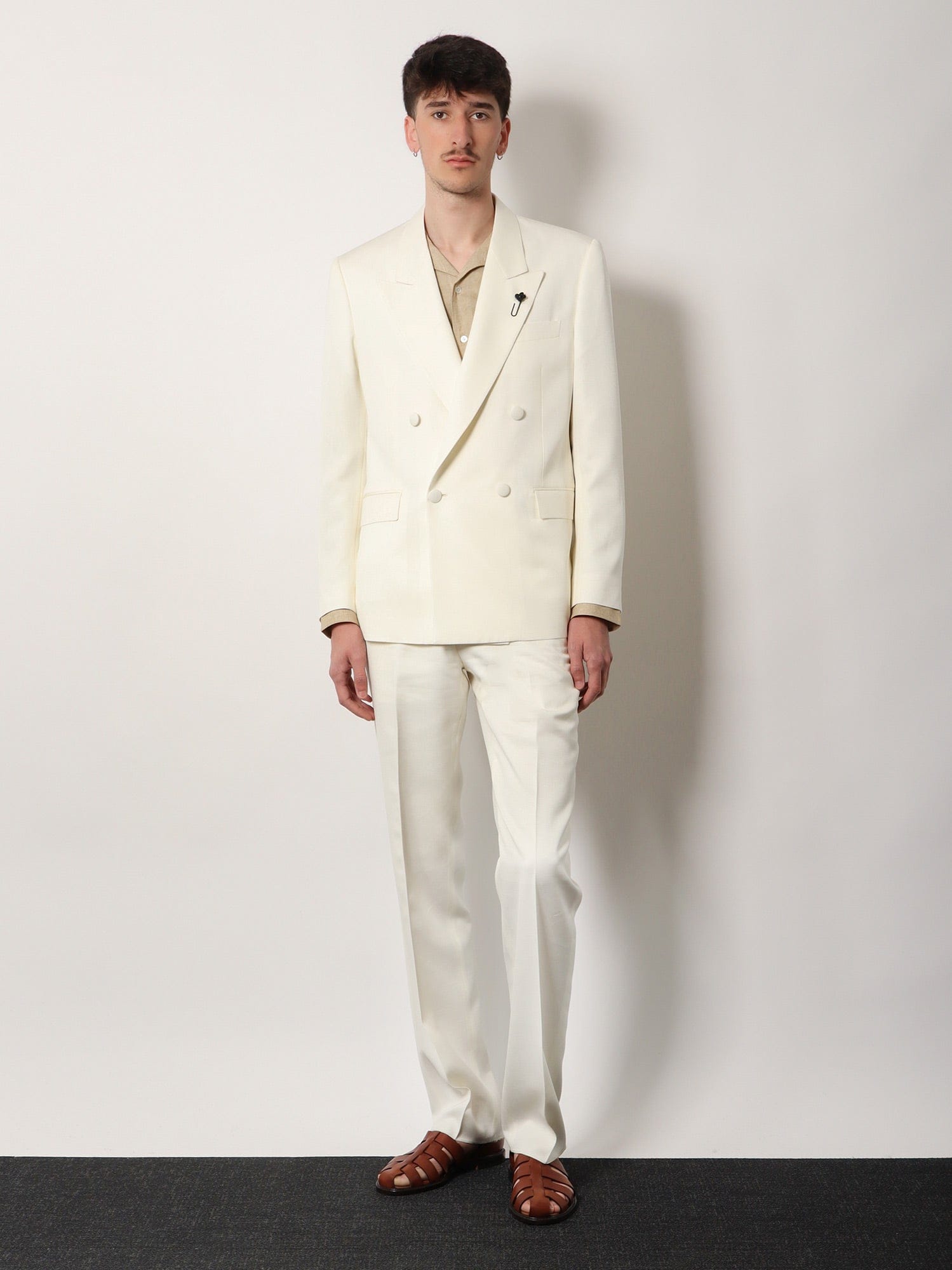 Lardini Double - breasted viscose and silk blazer