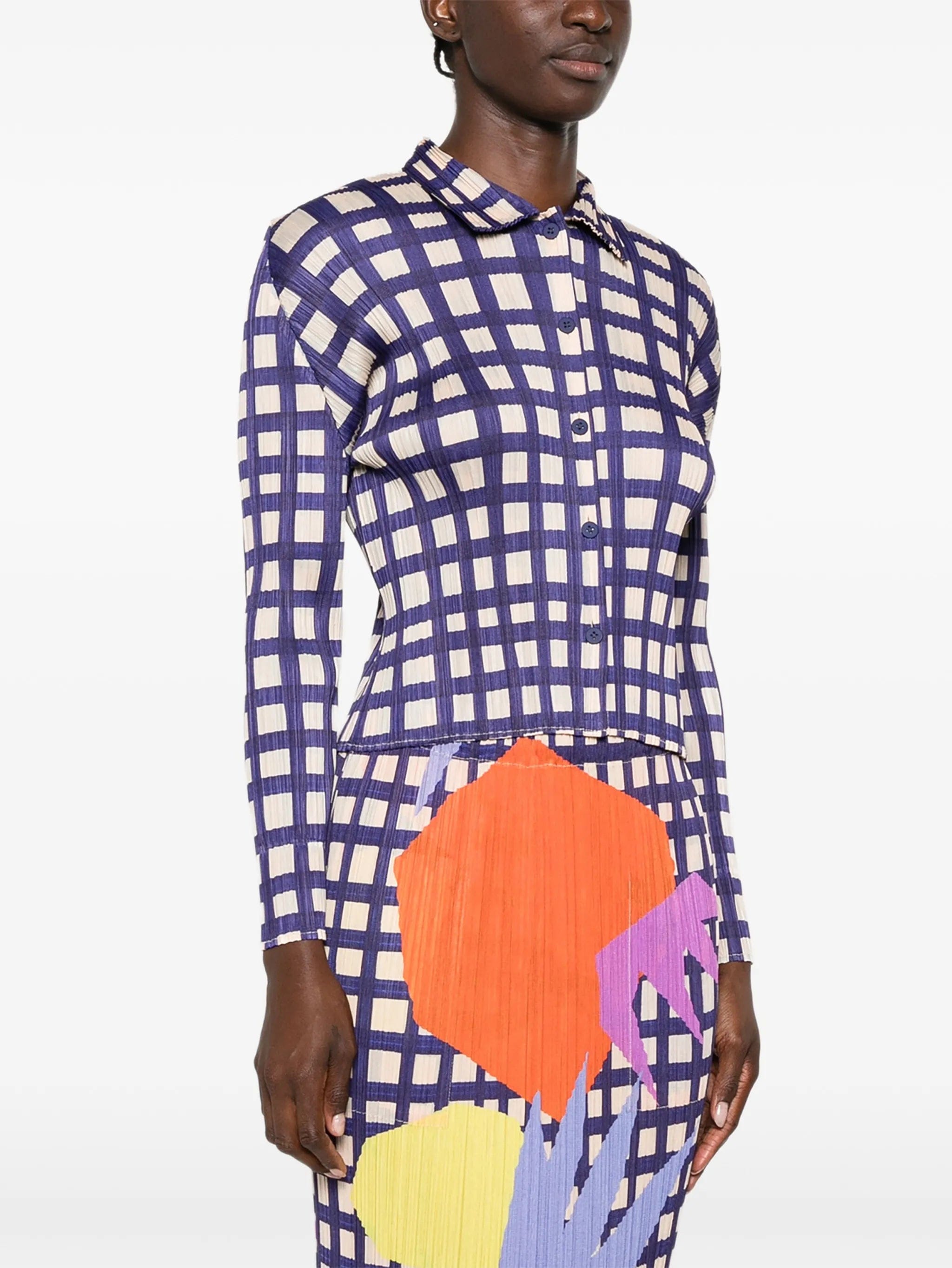 Pleats Please Issey Miyake Basket plissé - effect checked shirt