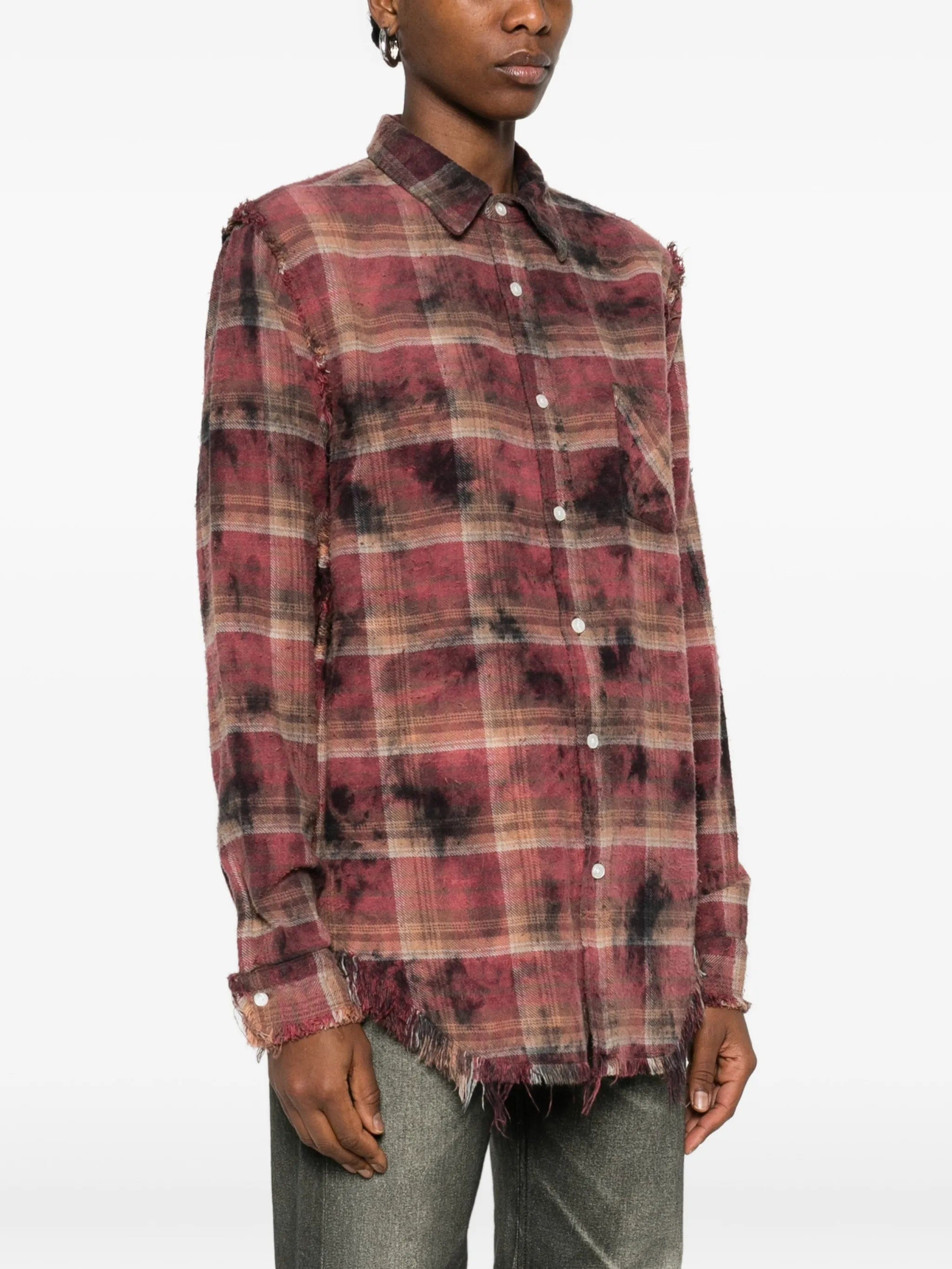 R13 long - sleeve plaid shirt