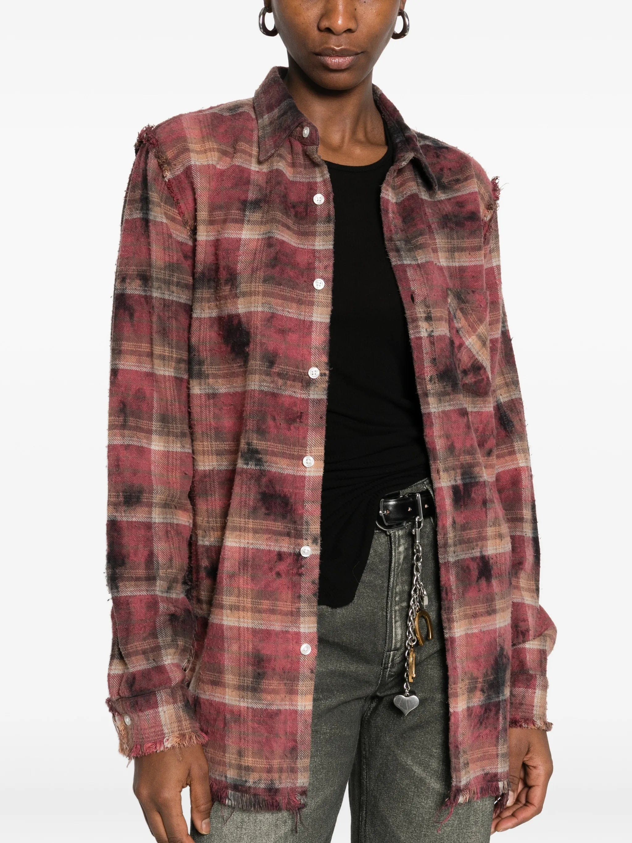 R13 long - sleeve plaid shirt