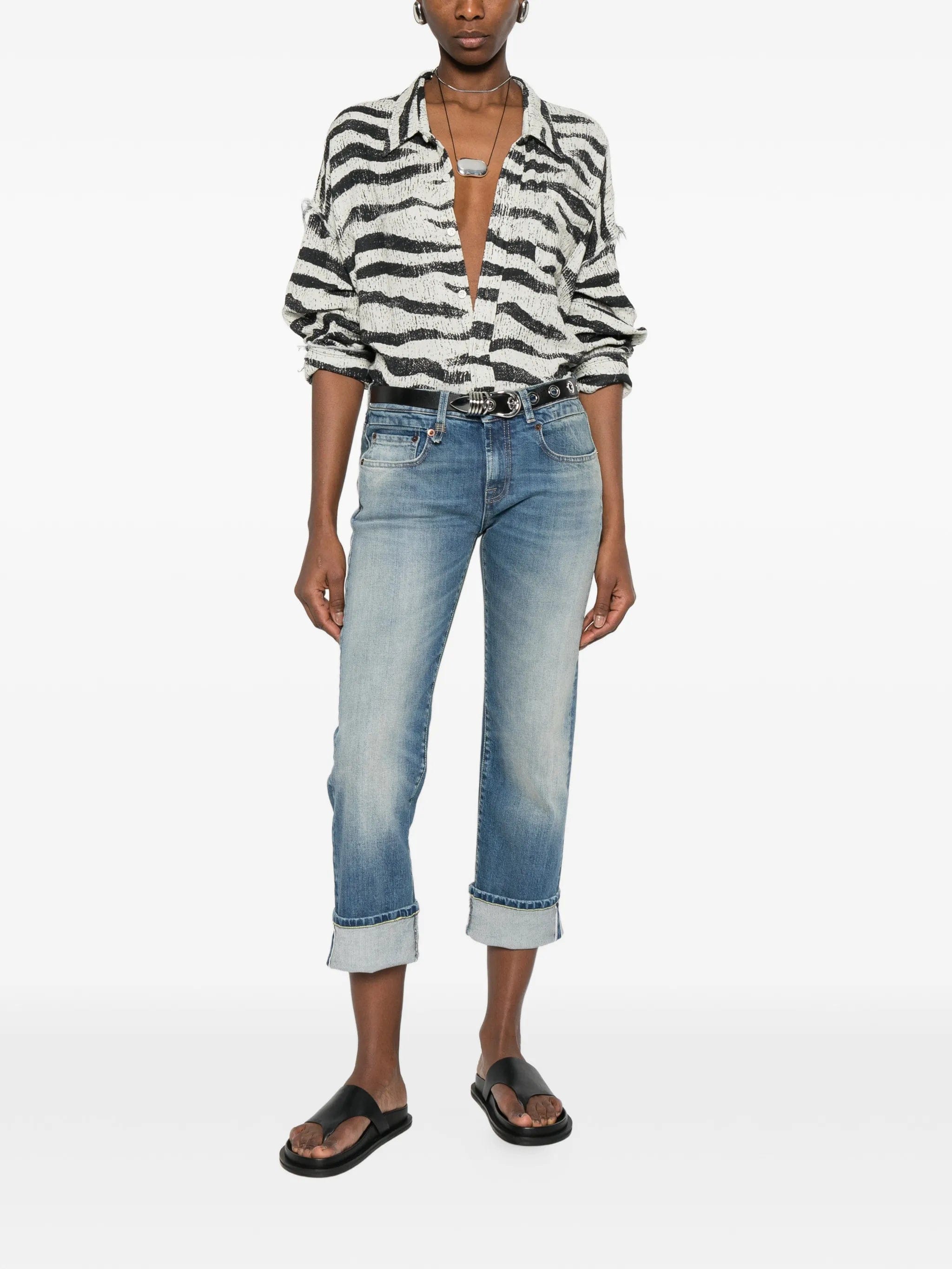 R13 cuffed straight jeans