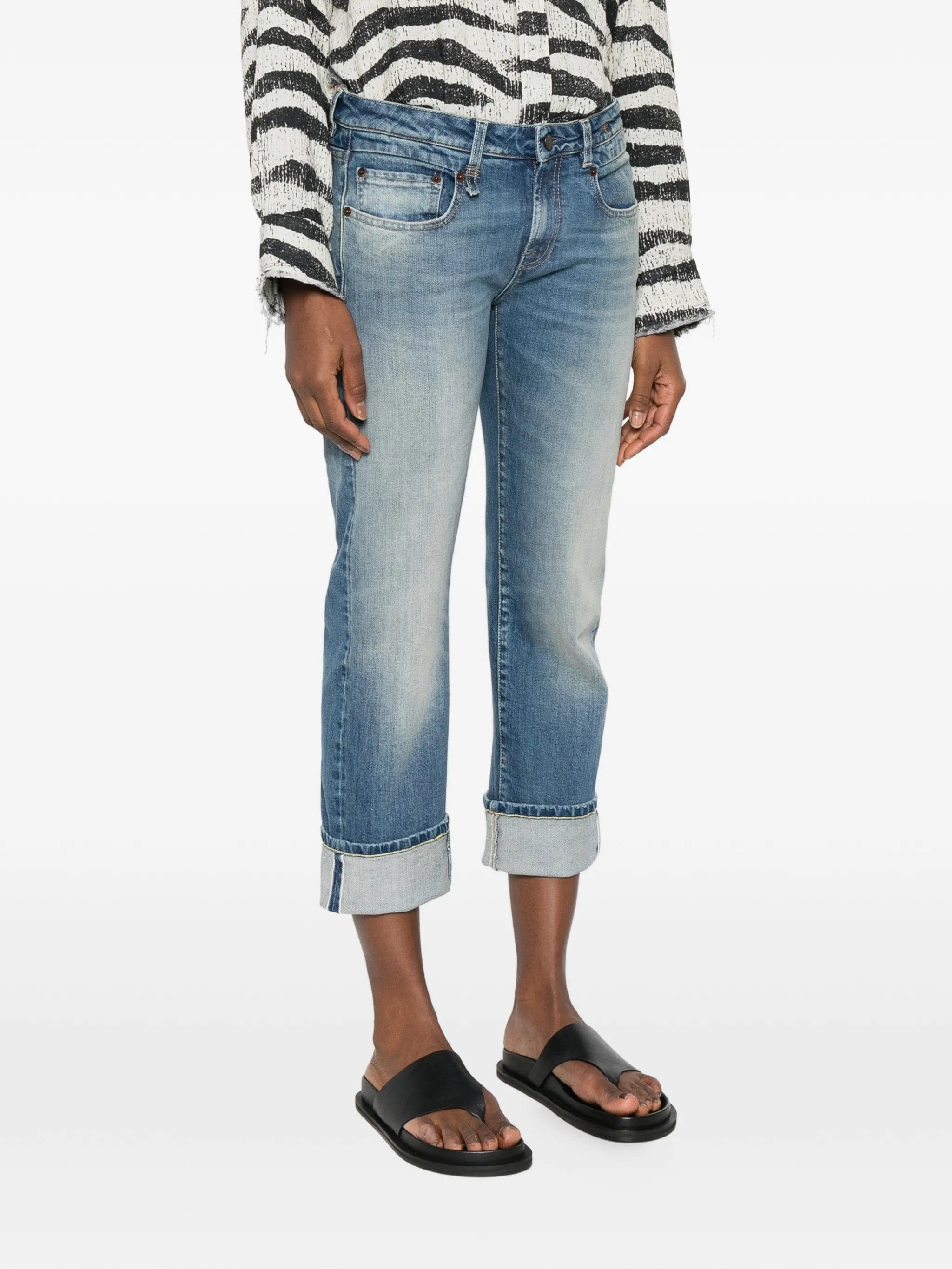 R13 cuffed straight jeans