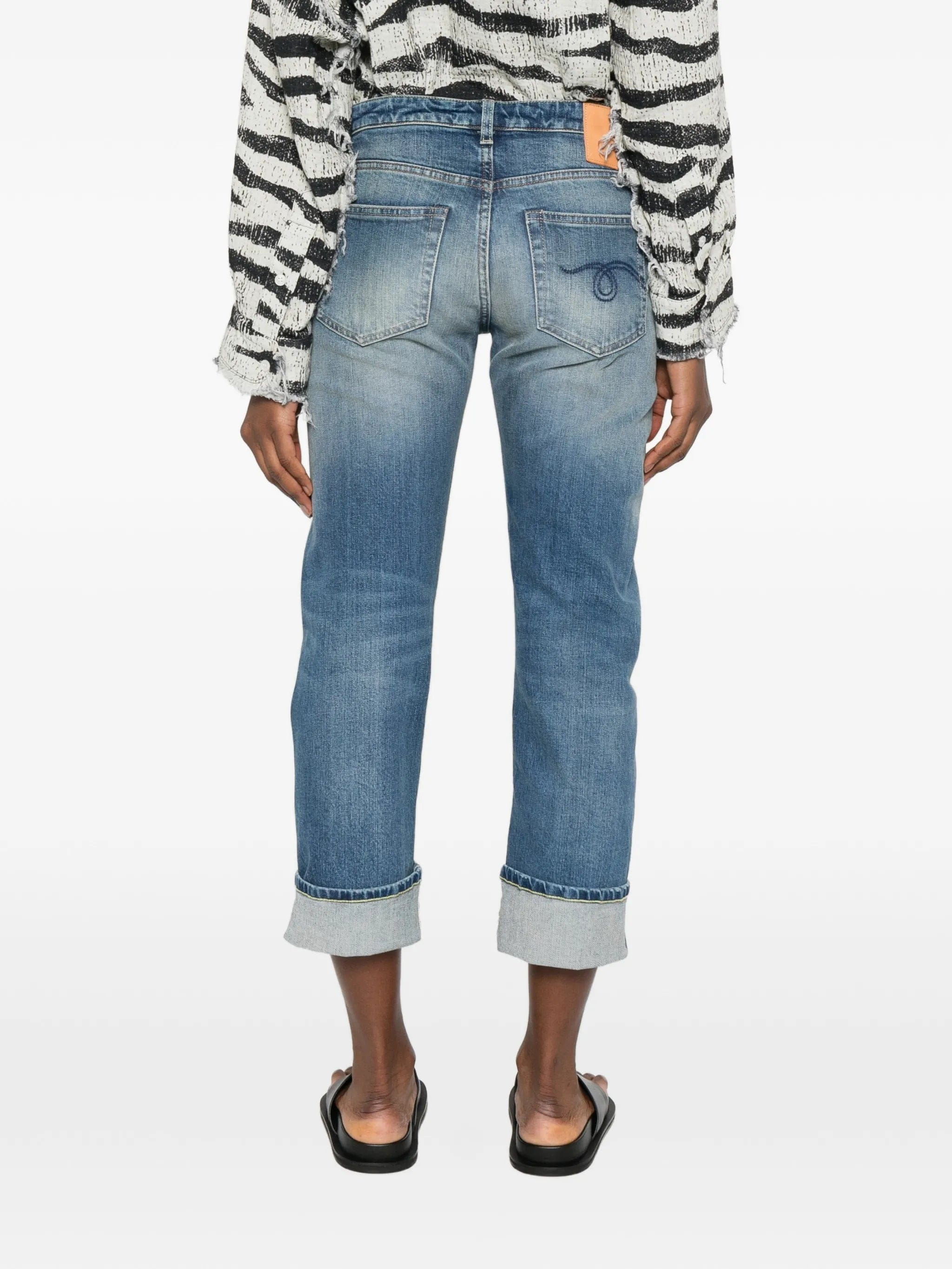 R13 cuffed straight jeans