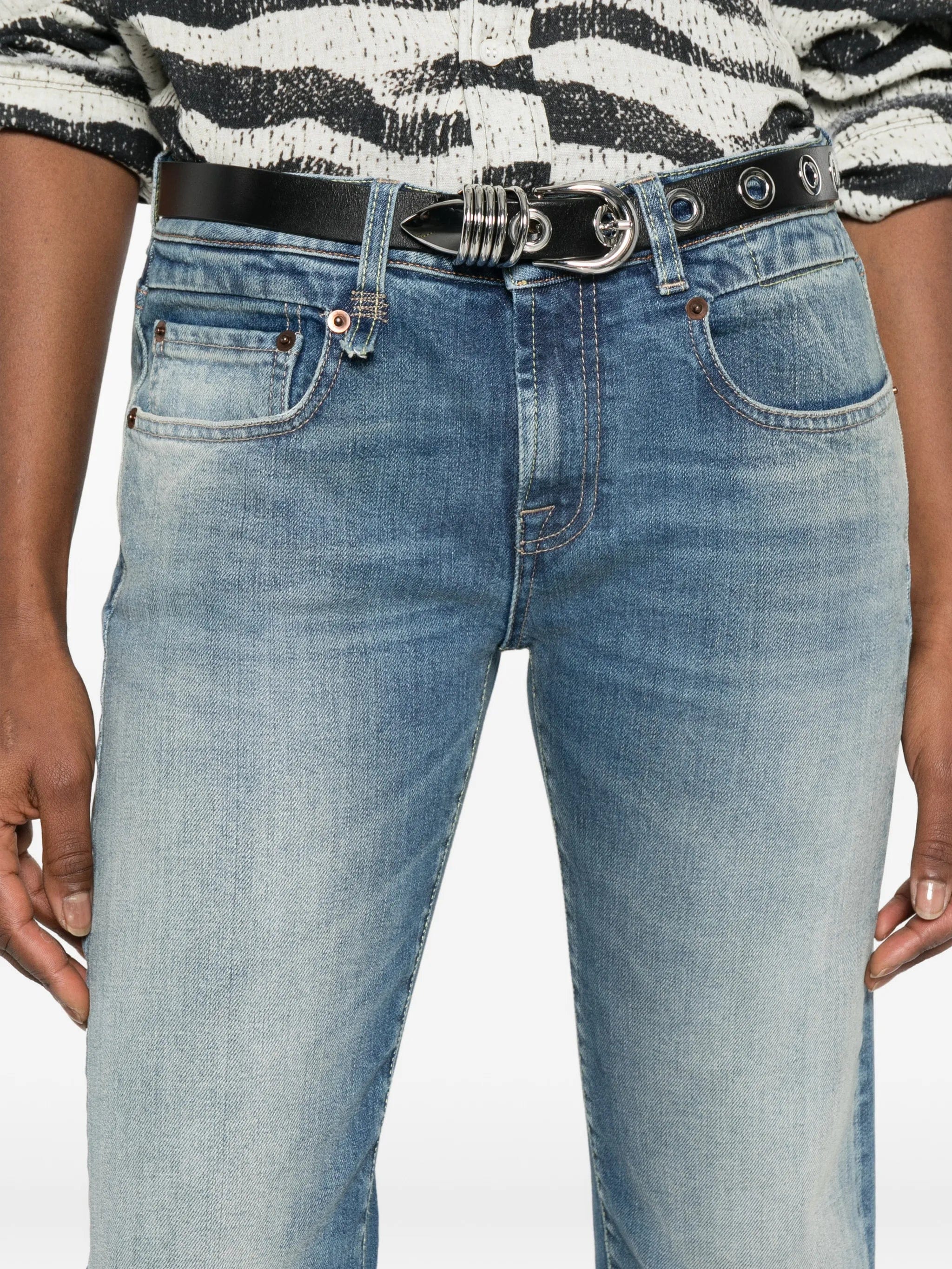 R13 cuffed straight jeans