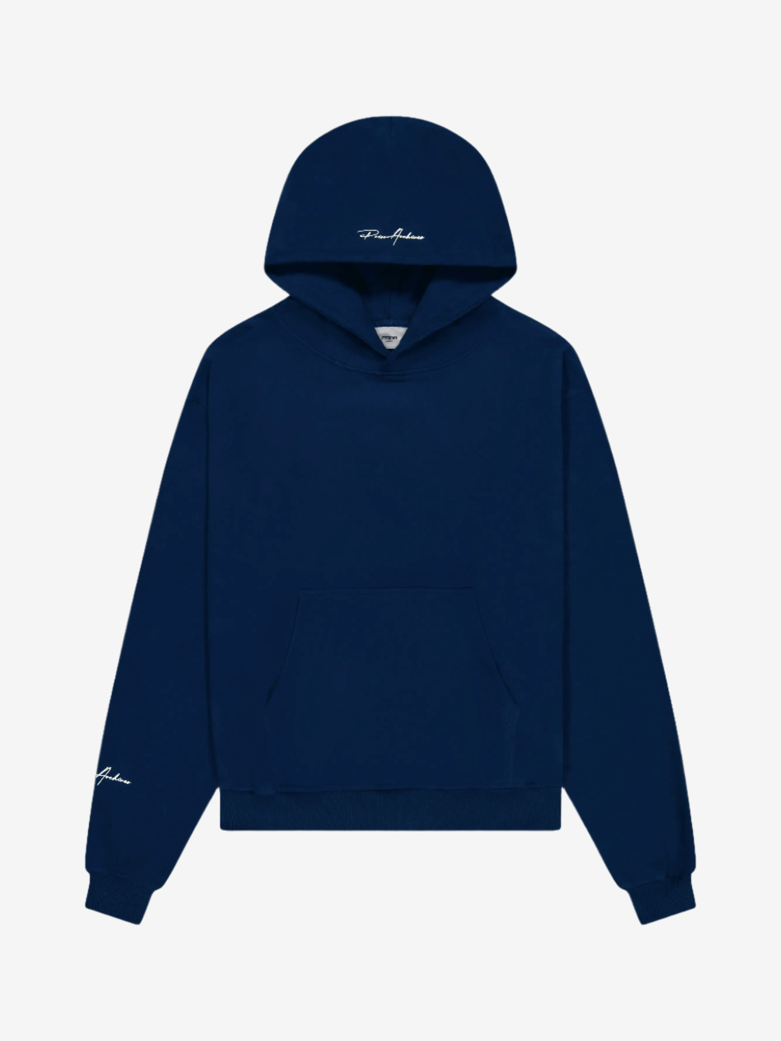 Prior Archives Prior Embroidery Logo Oversized Cropped Hoodie Midnight Navy