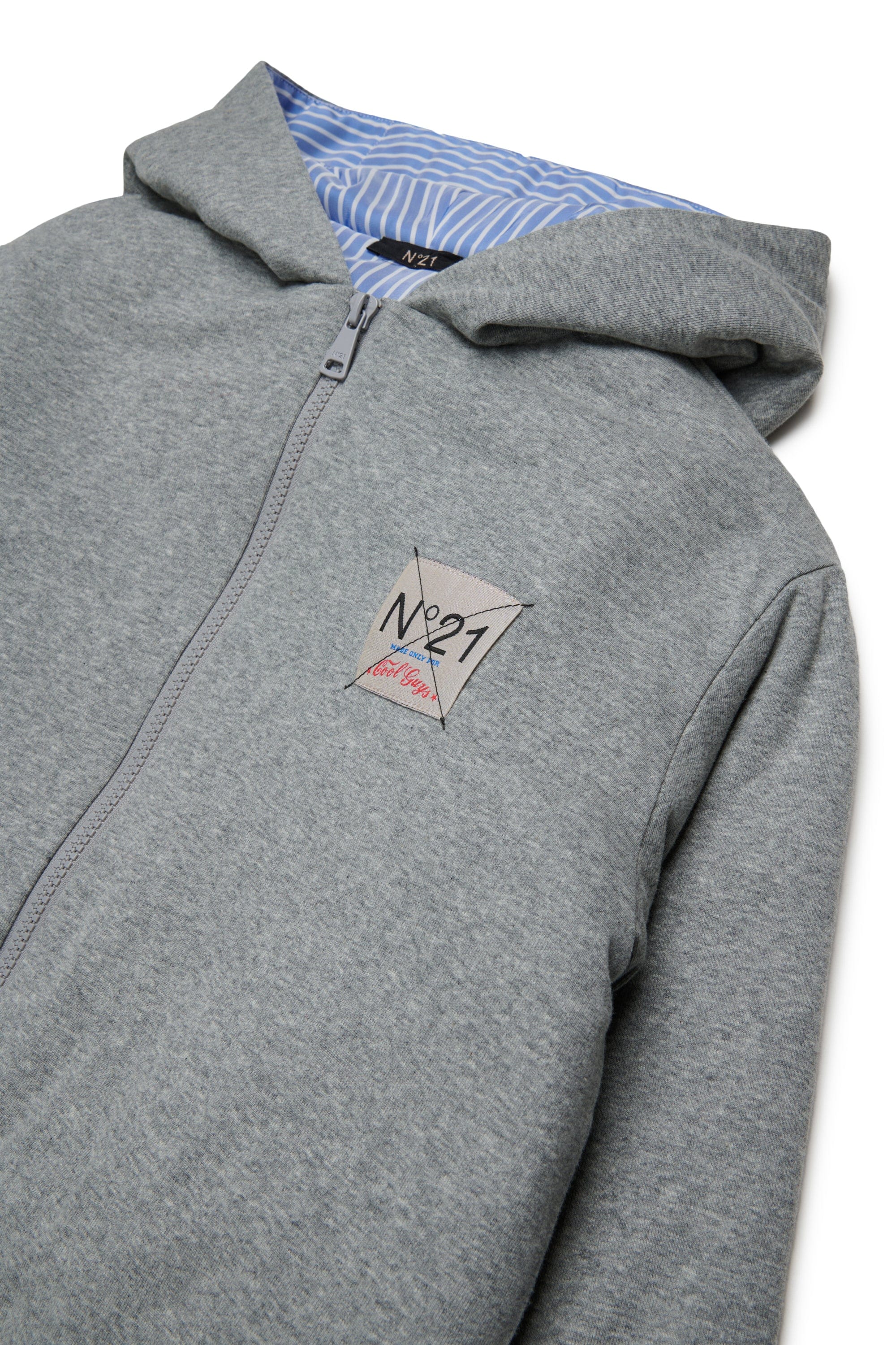 N21 FELPA CON ZIP IMBOTTITA CON INTERNO A CONTRASTO