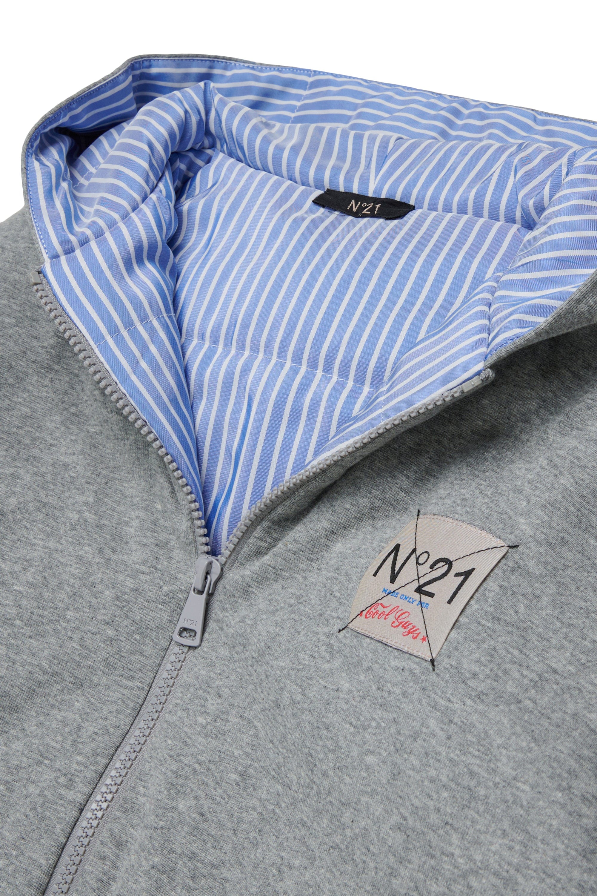 N21 FELPA CON ZIP IMBOTTITA CON INTERNO A CONTRASTO