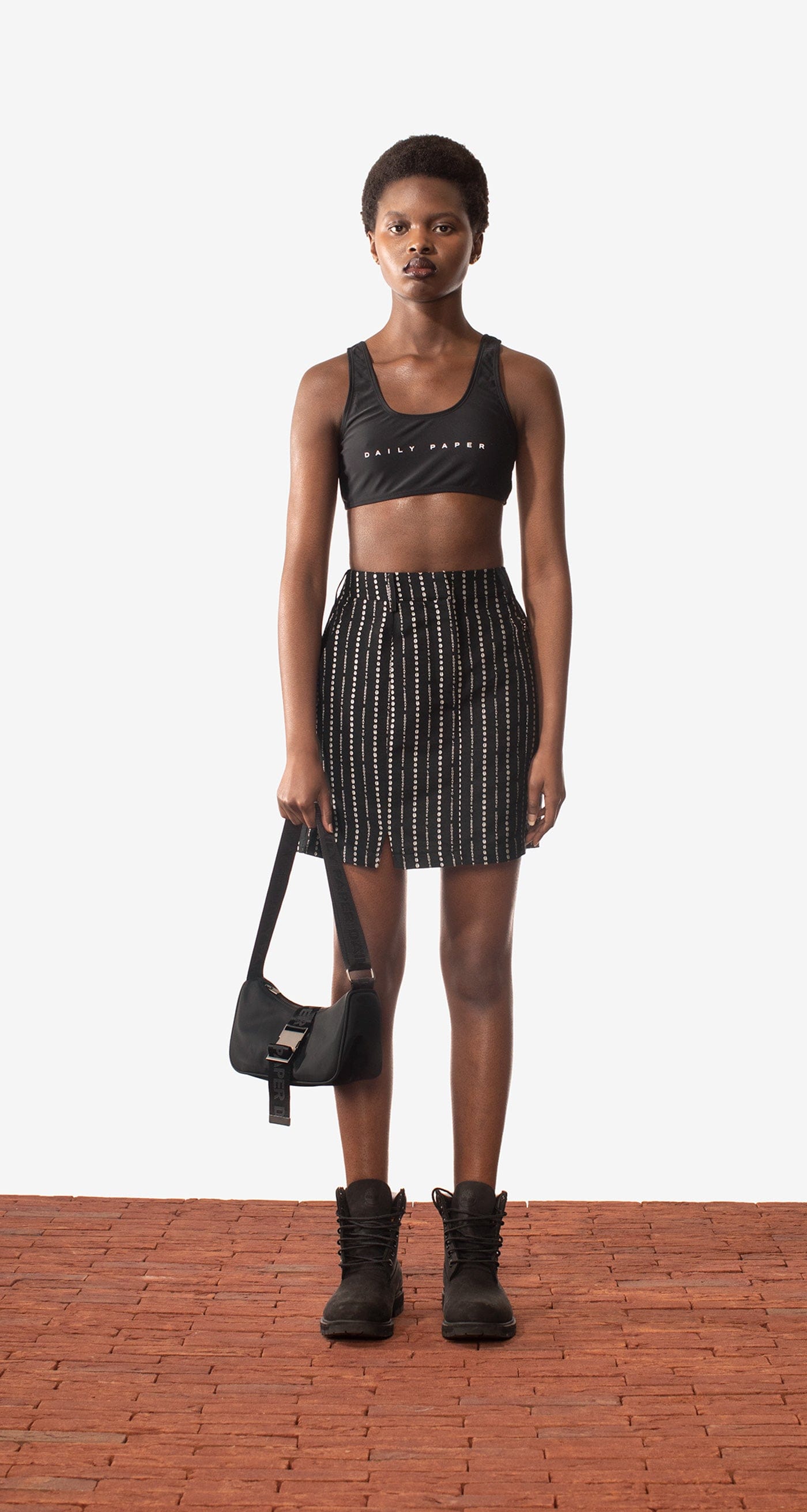 Daily Paper Black Pinstripe Morowa Skirt