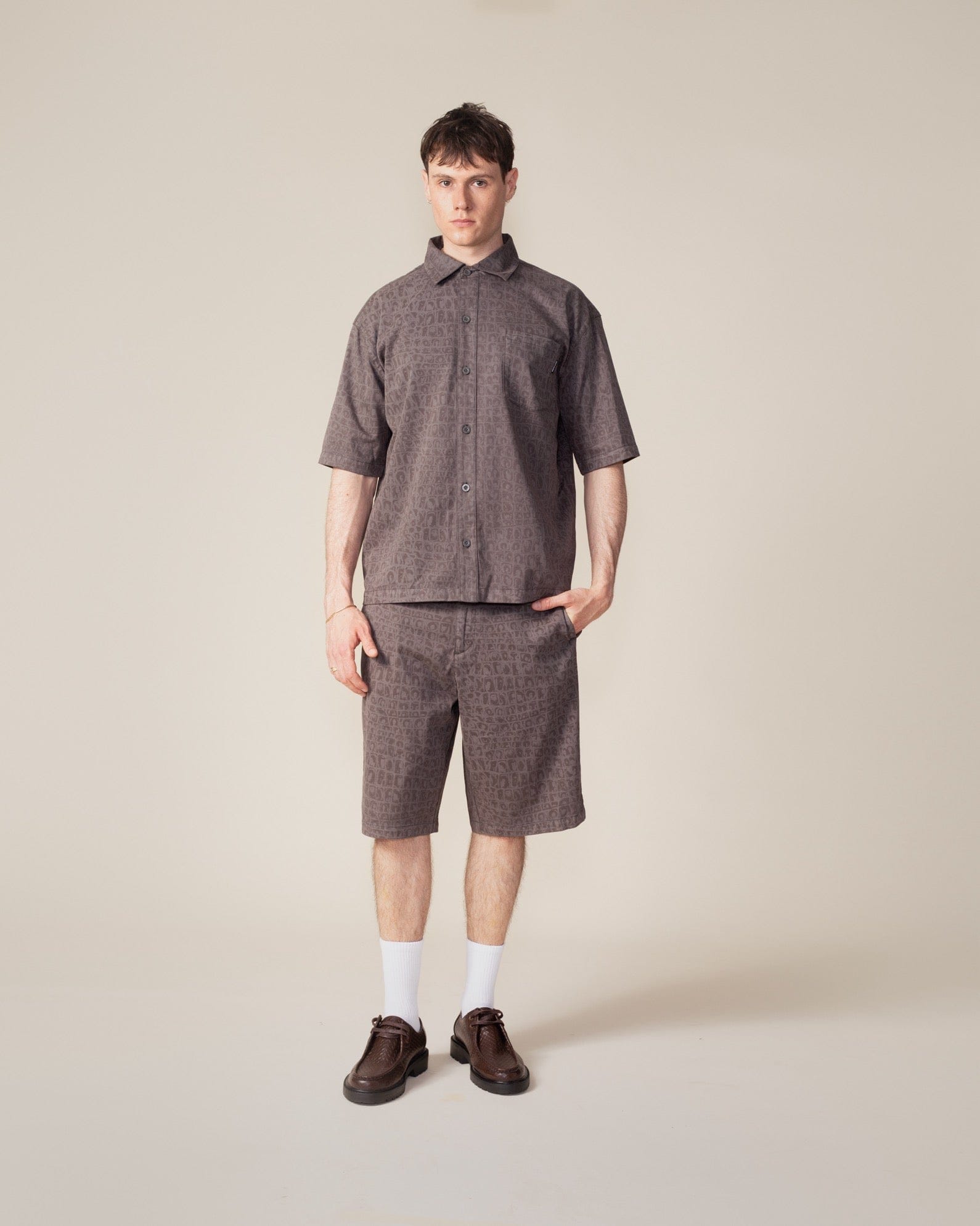 Daily Paper Black Oyster Digital Croc Shorts