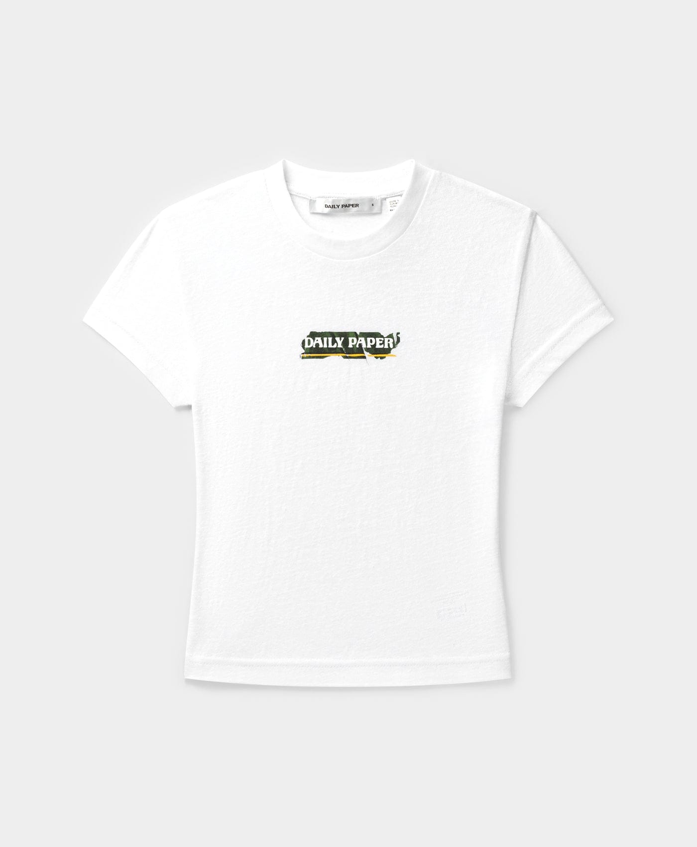 White Sticker Cap Sleeve T - Shirt