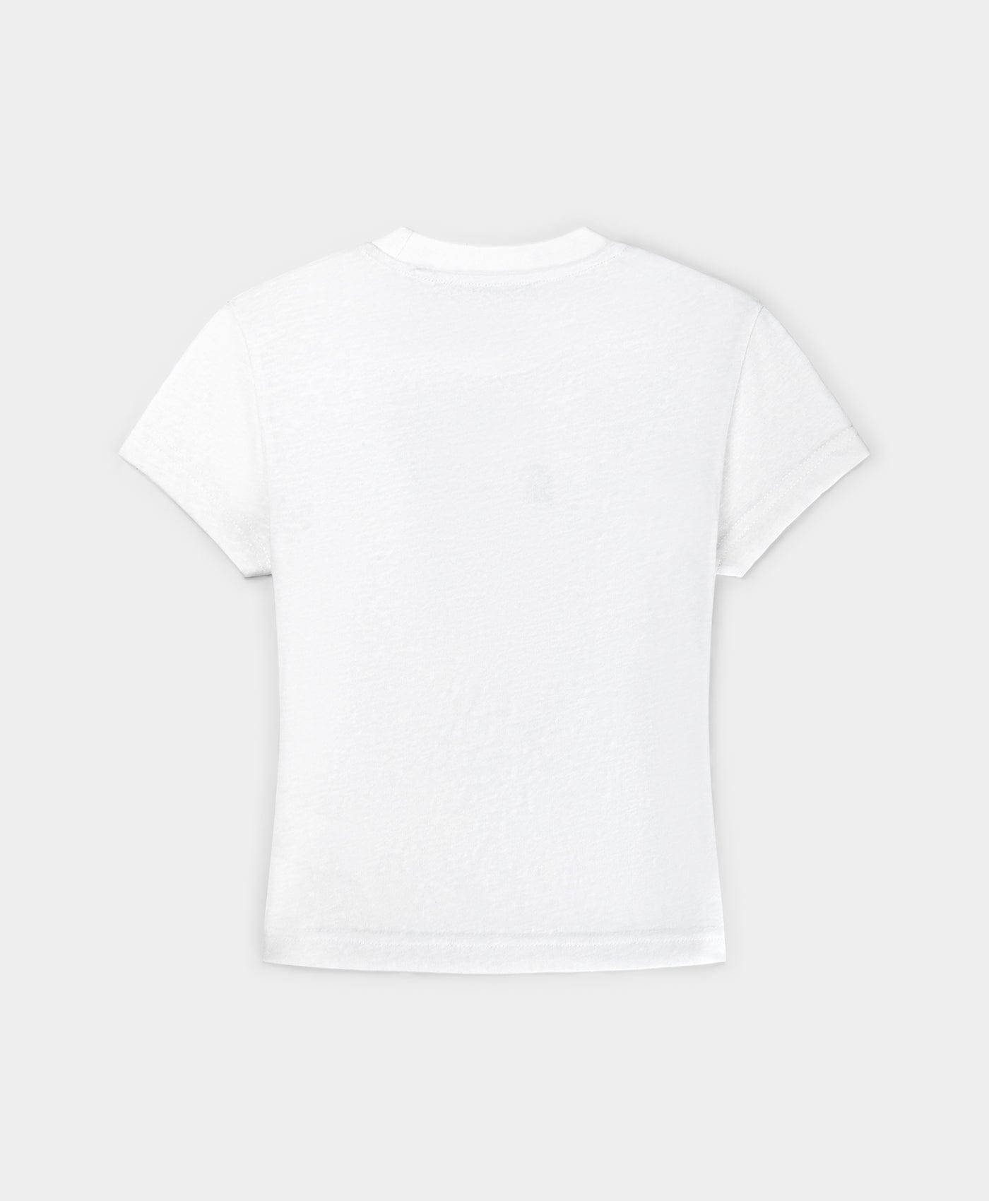 White Sticker Cap Sleeve T - Shirt