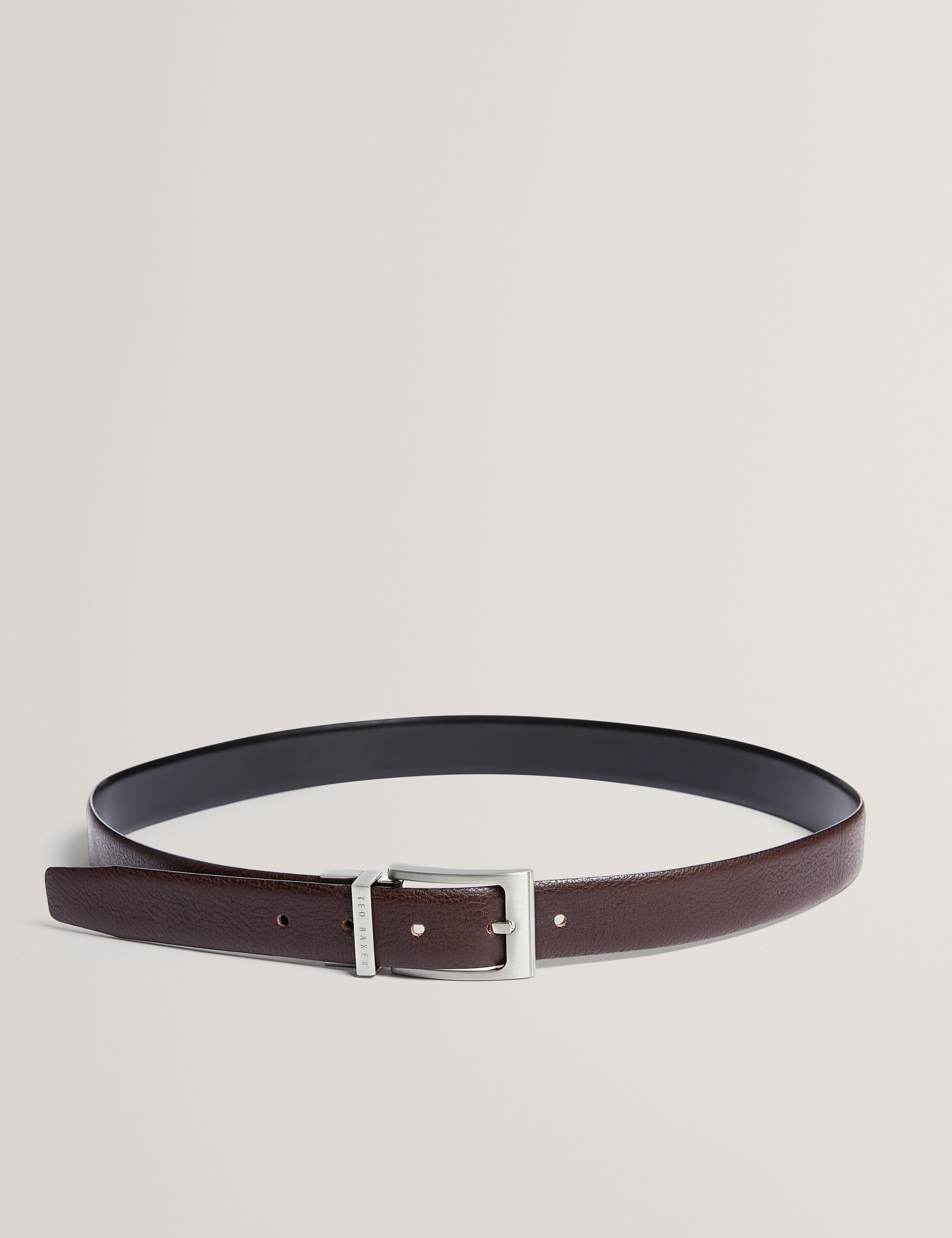 REVERSIBLE Karmer Reversible Leather Belt Brn - Choc