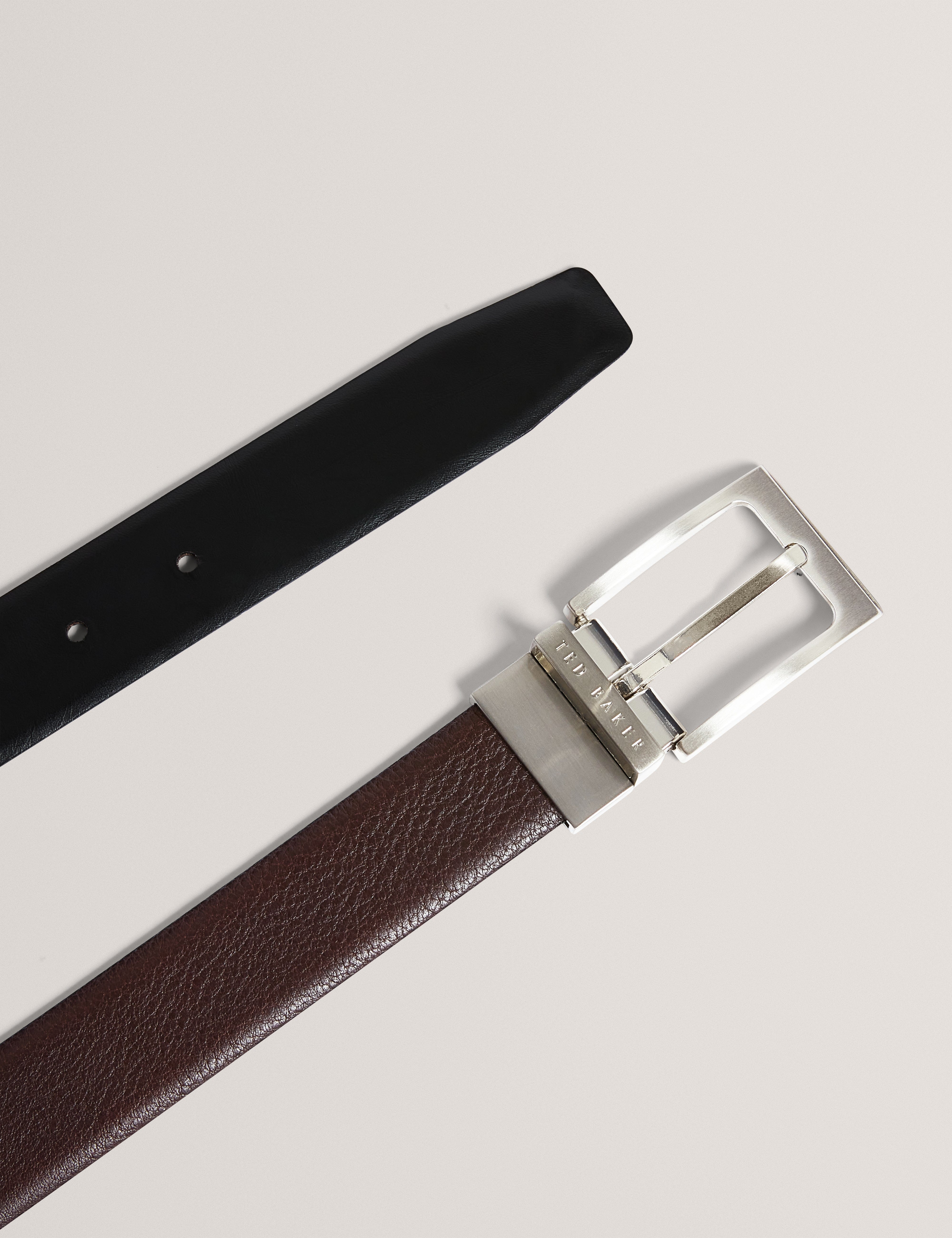 REVERSIBLE Karmer Reversible Leather Belt Brn - Choc