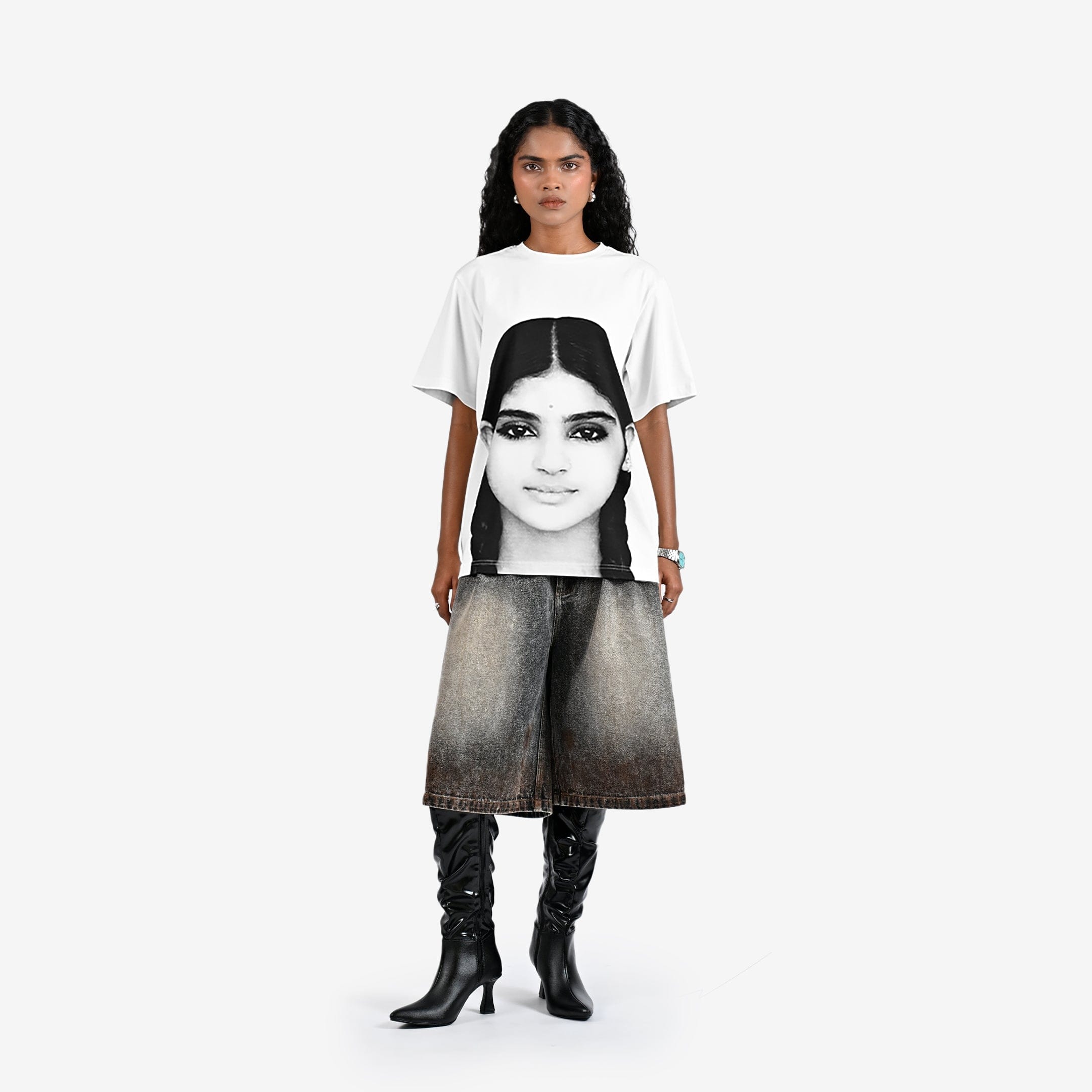 WHITE* The Girl with the Braids t - shirt - White
