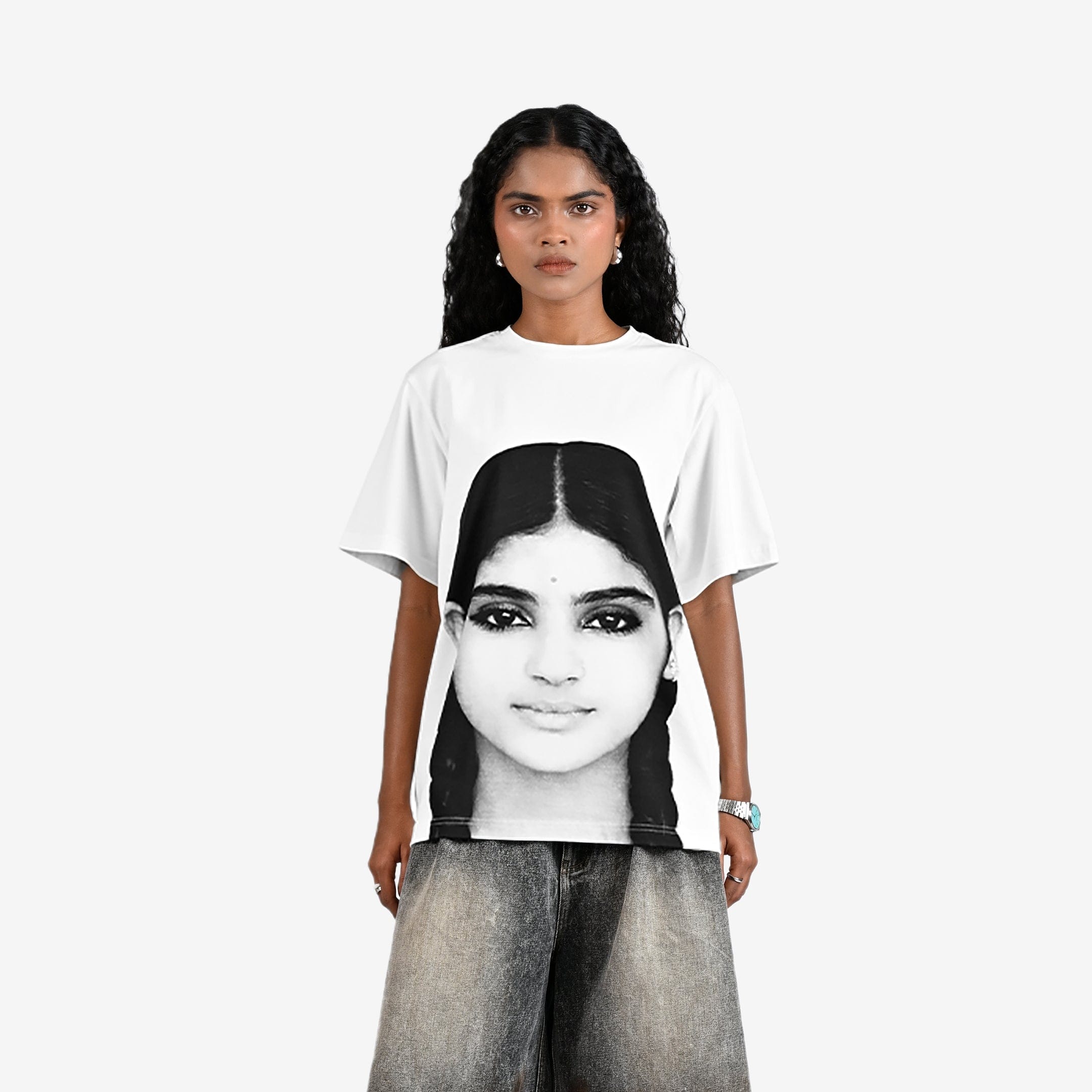 WHITE* The Girl with the Braids t - shirt - White