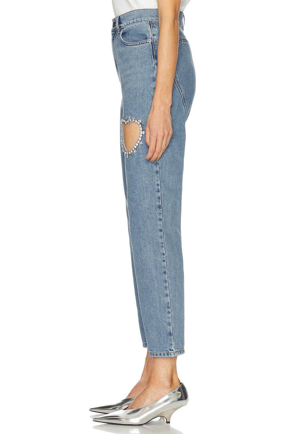 AREA Crystal Heart Straight Leg Jeans