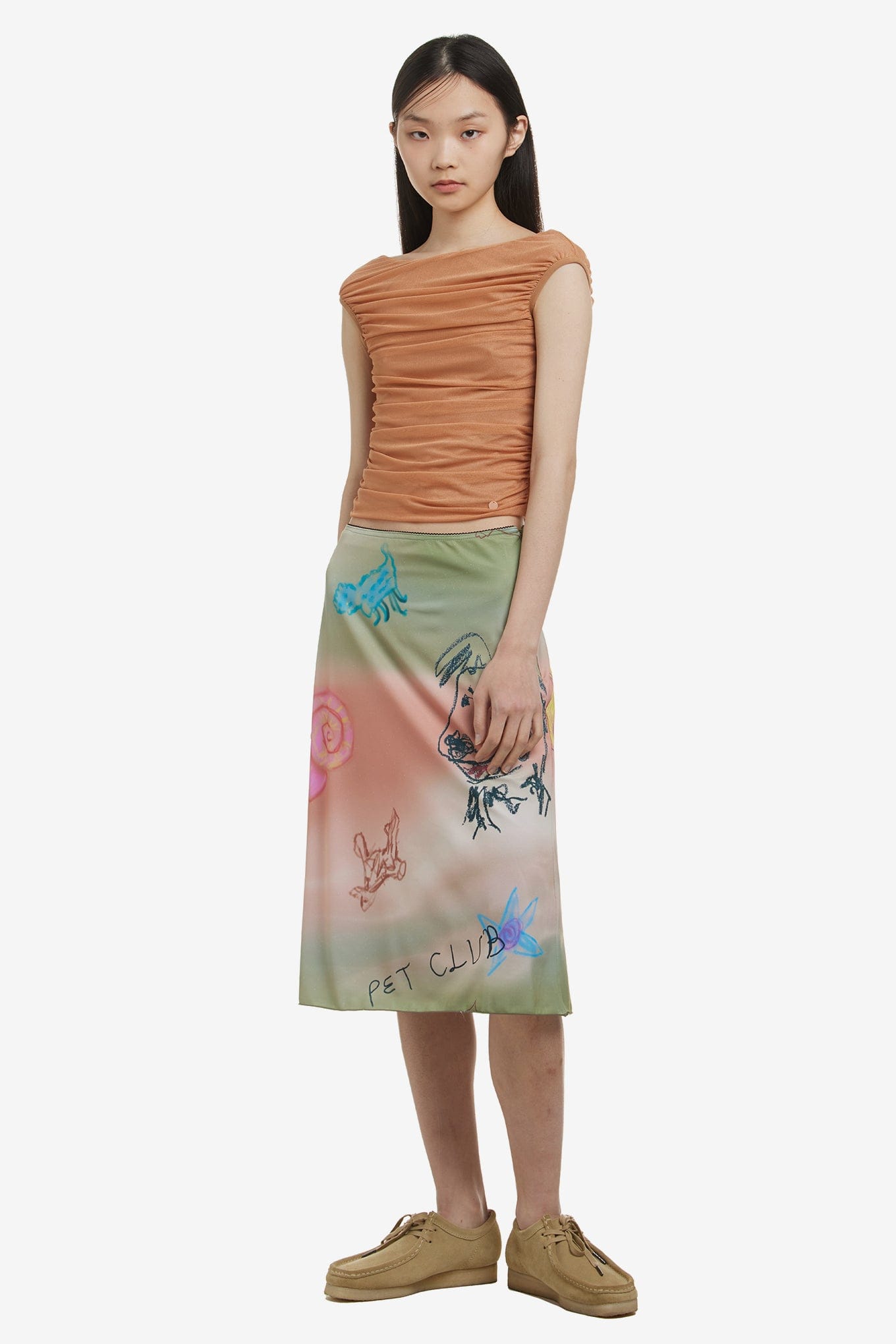 OPEN YY MESH DRAPED TOP