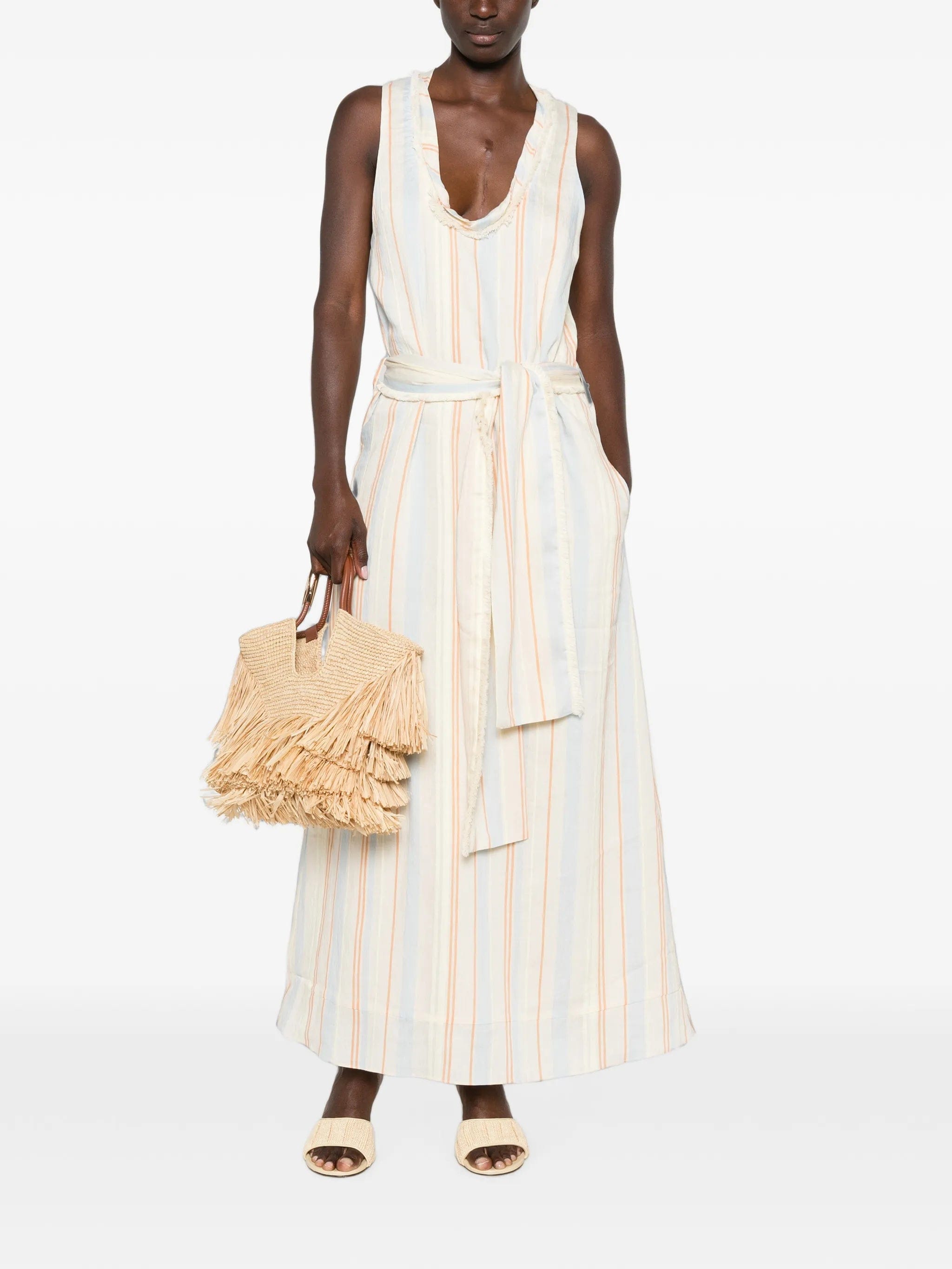 SIR. Pernille striped scoop - neck dress