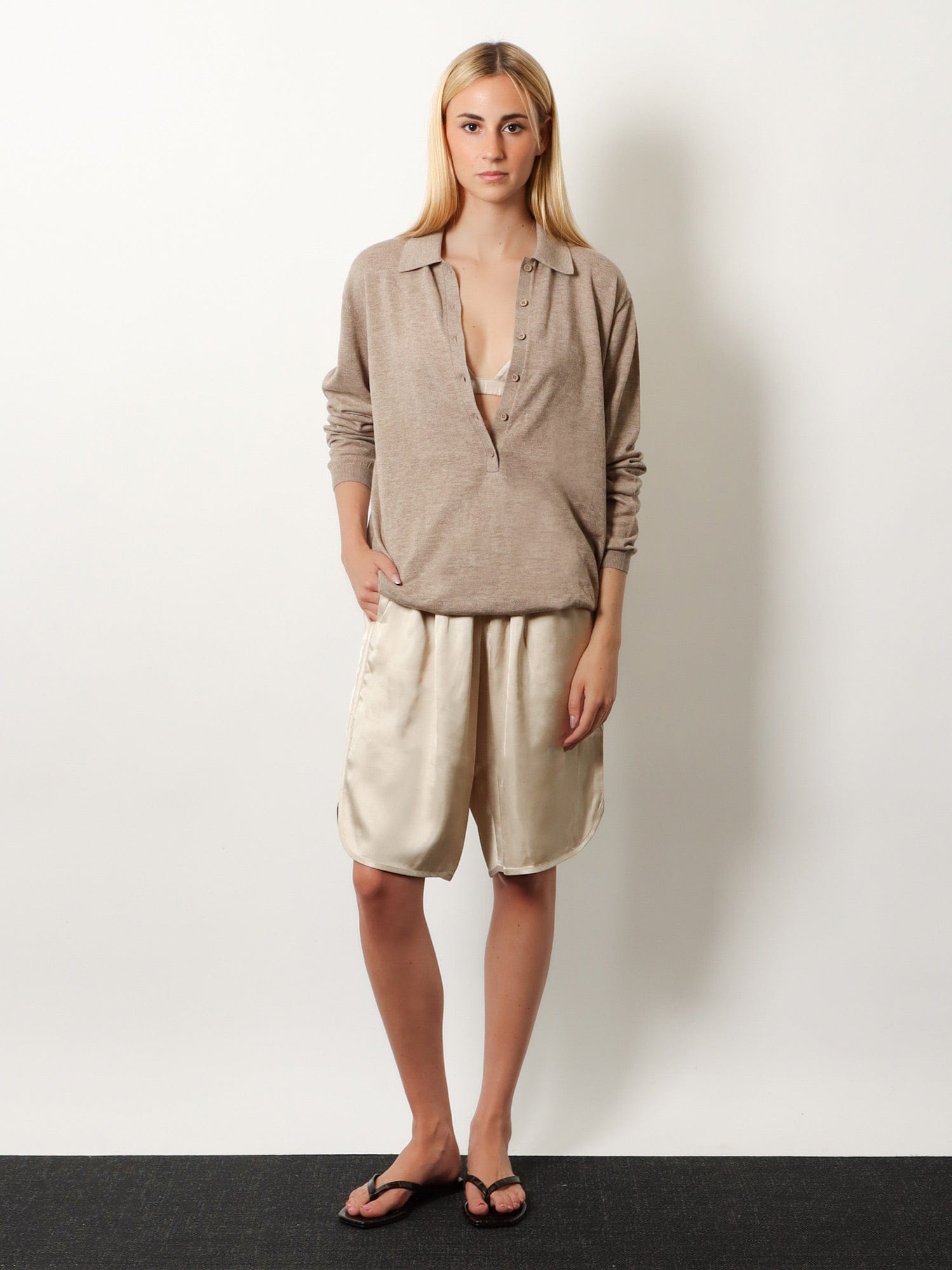 THE Frankie SHOP Tala wool blend polo shirt