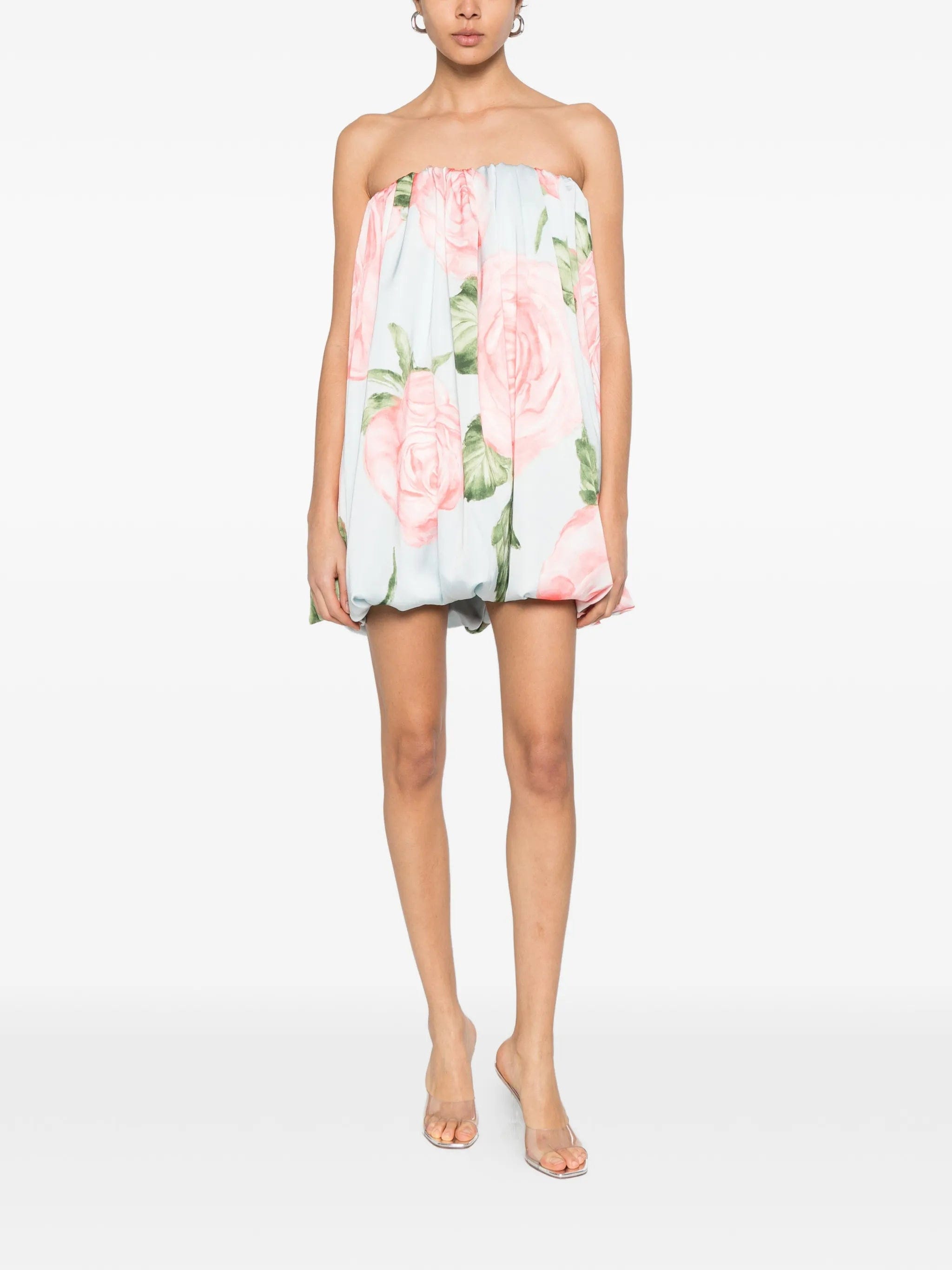 L'IDÉE floral strapless mini dress