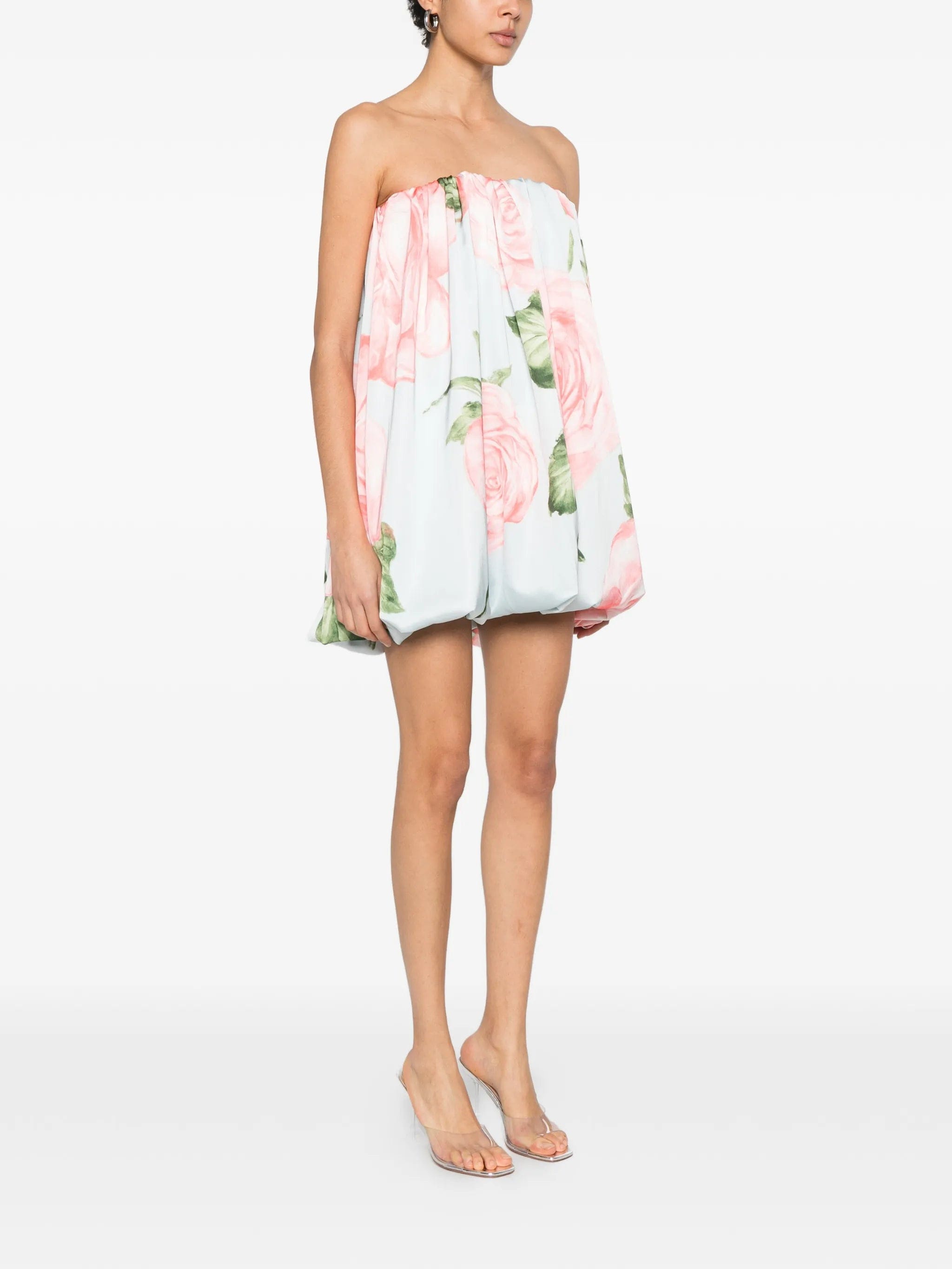 L'IDÉE floral strapless mini dress