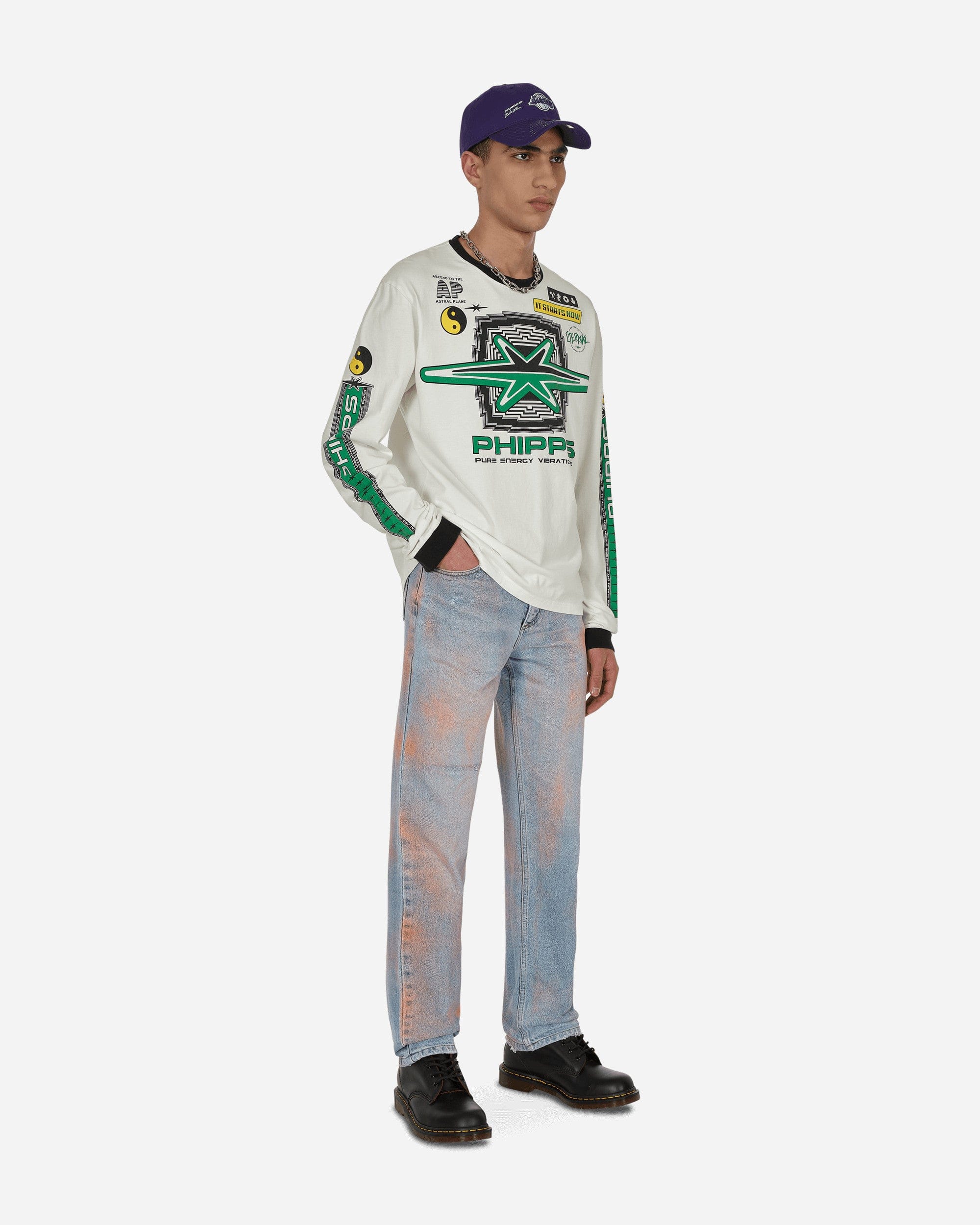 Phipps Spray Painted Vintage Denim Pants Blue