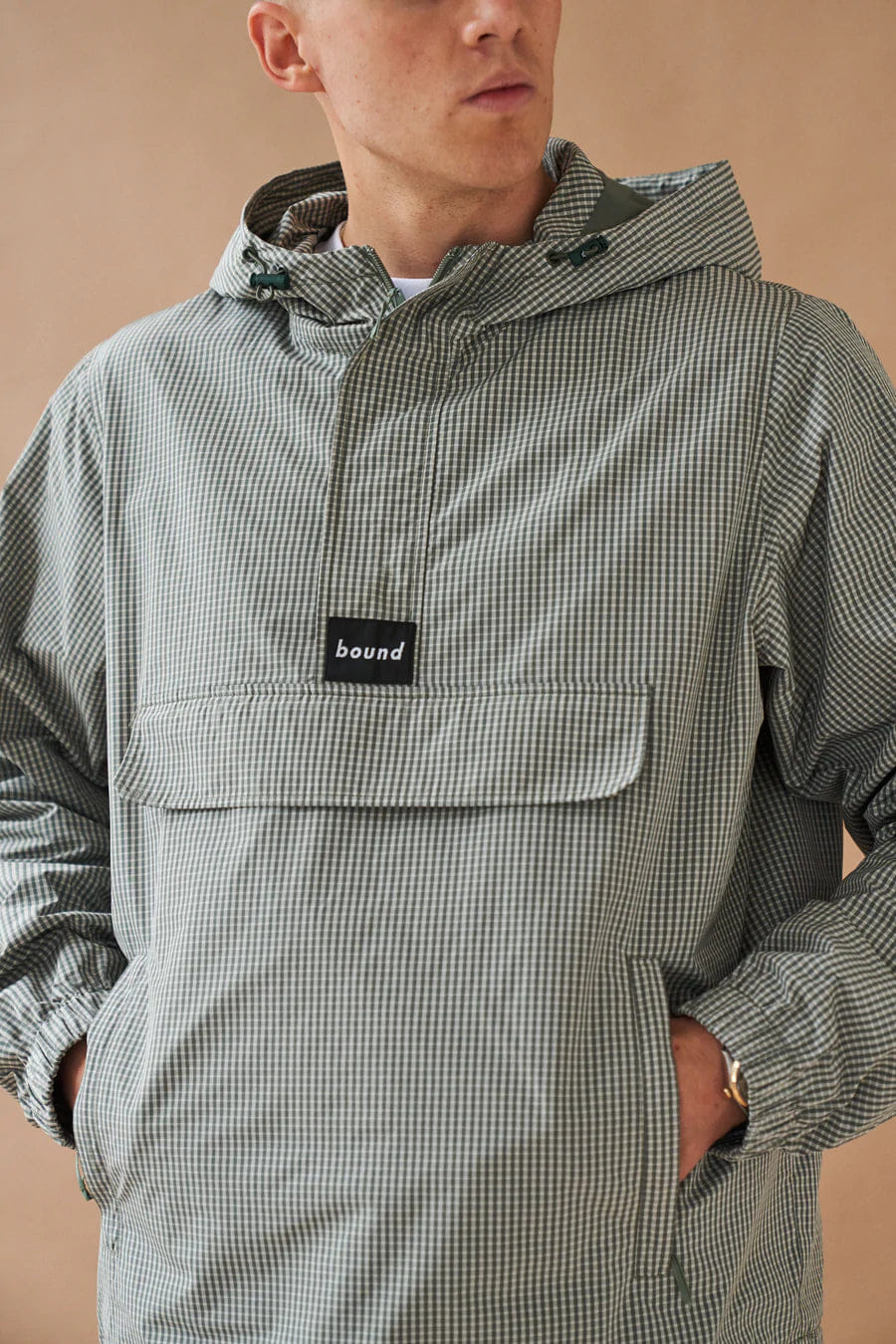 Bound Hessle Check Smock - Olive Green