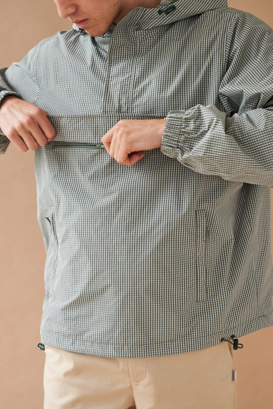 Bound Hessle Check Smock - Olive Green