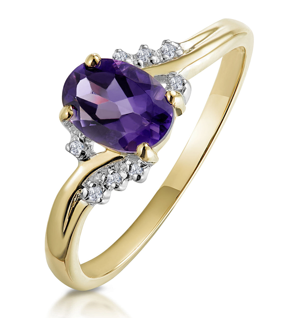 Diamond Amethyst 0.68ct And Diamond 9K Gold Ring