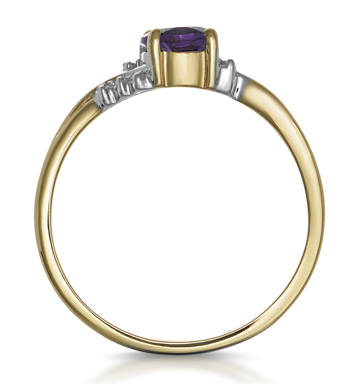 Diamond Amethyst 0.68ct And Diamond 9K Gold Ring