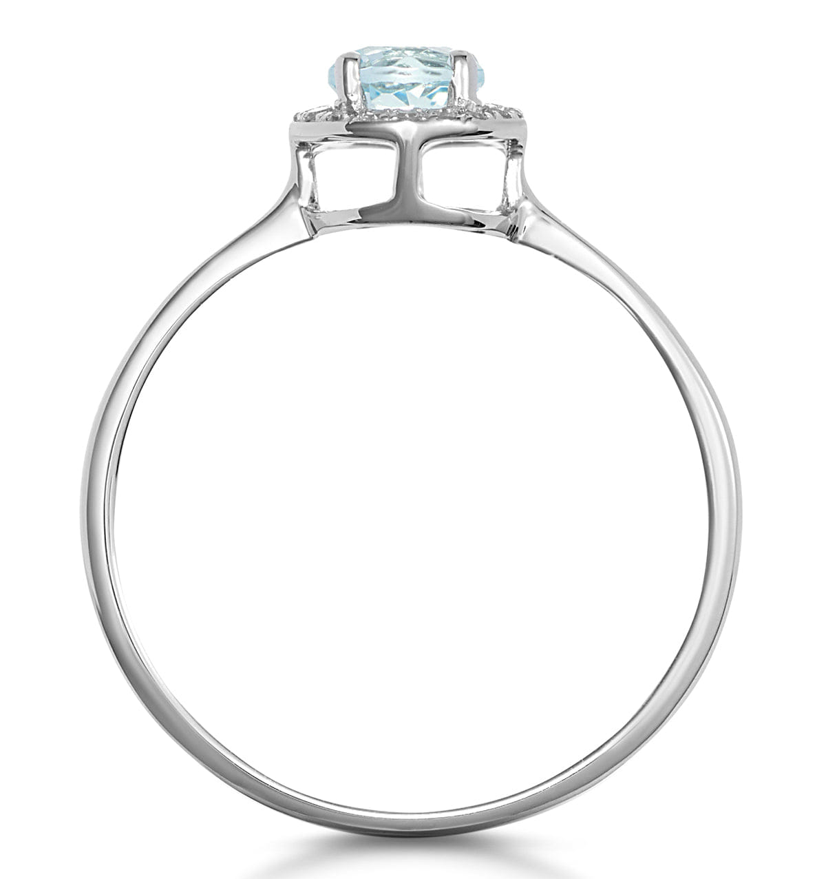 Diamond 0.37ct Aquamarine and Diamond Stellato Ring in 9K White Gold