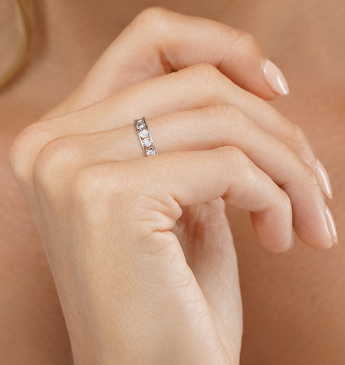 Diamond Channel Set Lab Diamond Eternity Ring 0.05ct in 9K White Gold