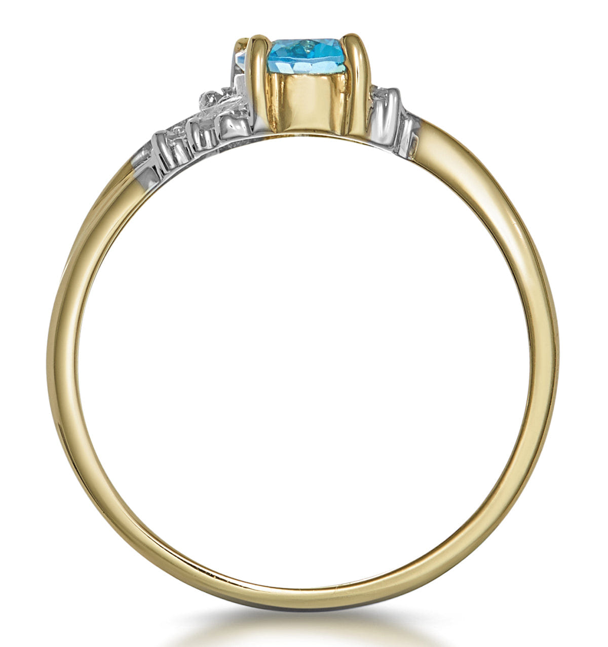 Diamond Blue Topaz 0.94CT And Diamond 9K Yellow Gold Ring