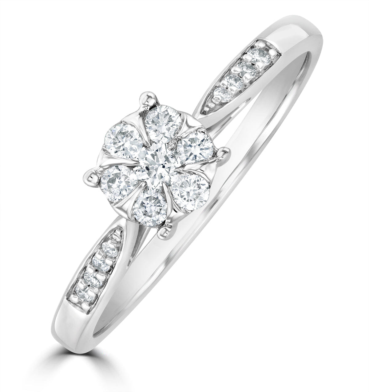 Diamond Lab Diamond Engagement Ring With Shoulders 0.25ct H/Si in 925 Silver