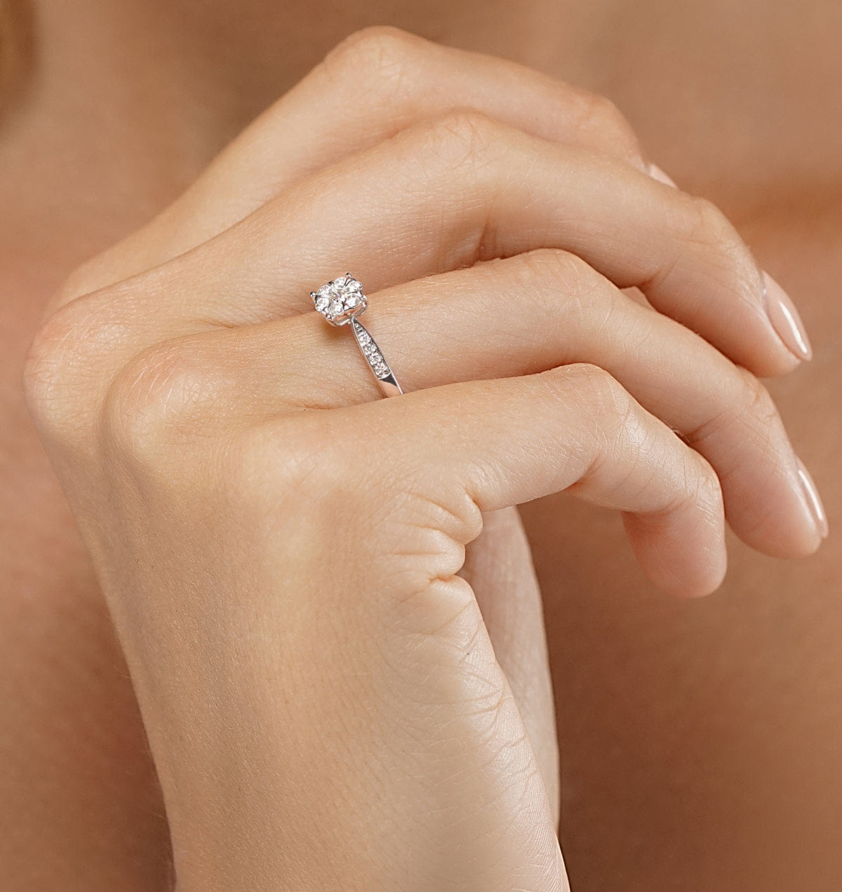 Diamond Lab Diamond Engagement Ring With Shoulders 0.25ct H/Si in 925 Silver