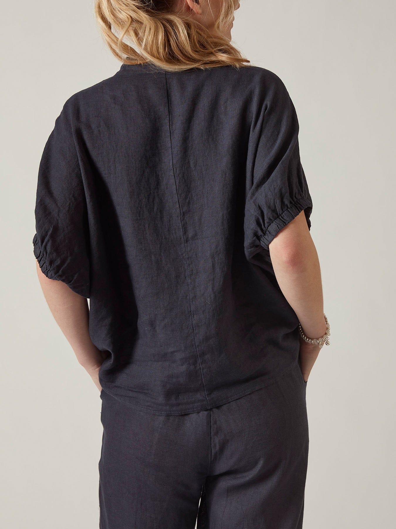 James Lakeland Relaxed Fit Linen Blouse Blue