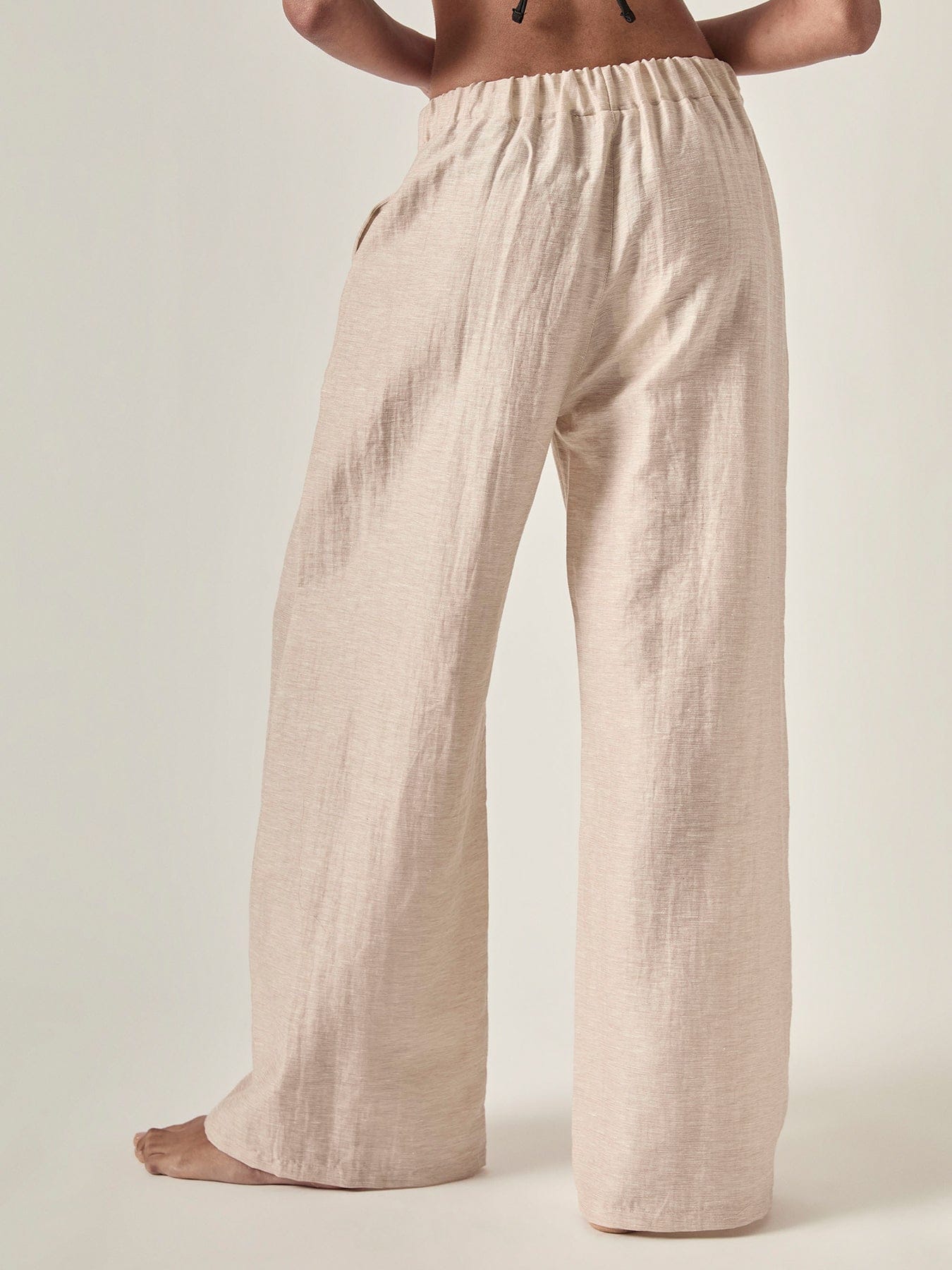James Lakeland Linen Blend Pull - On Trousers Beige