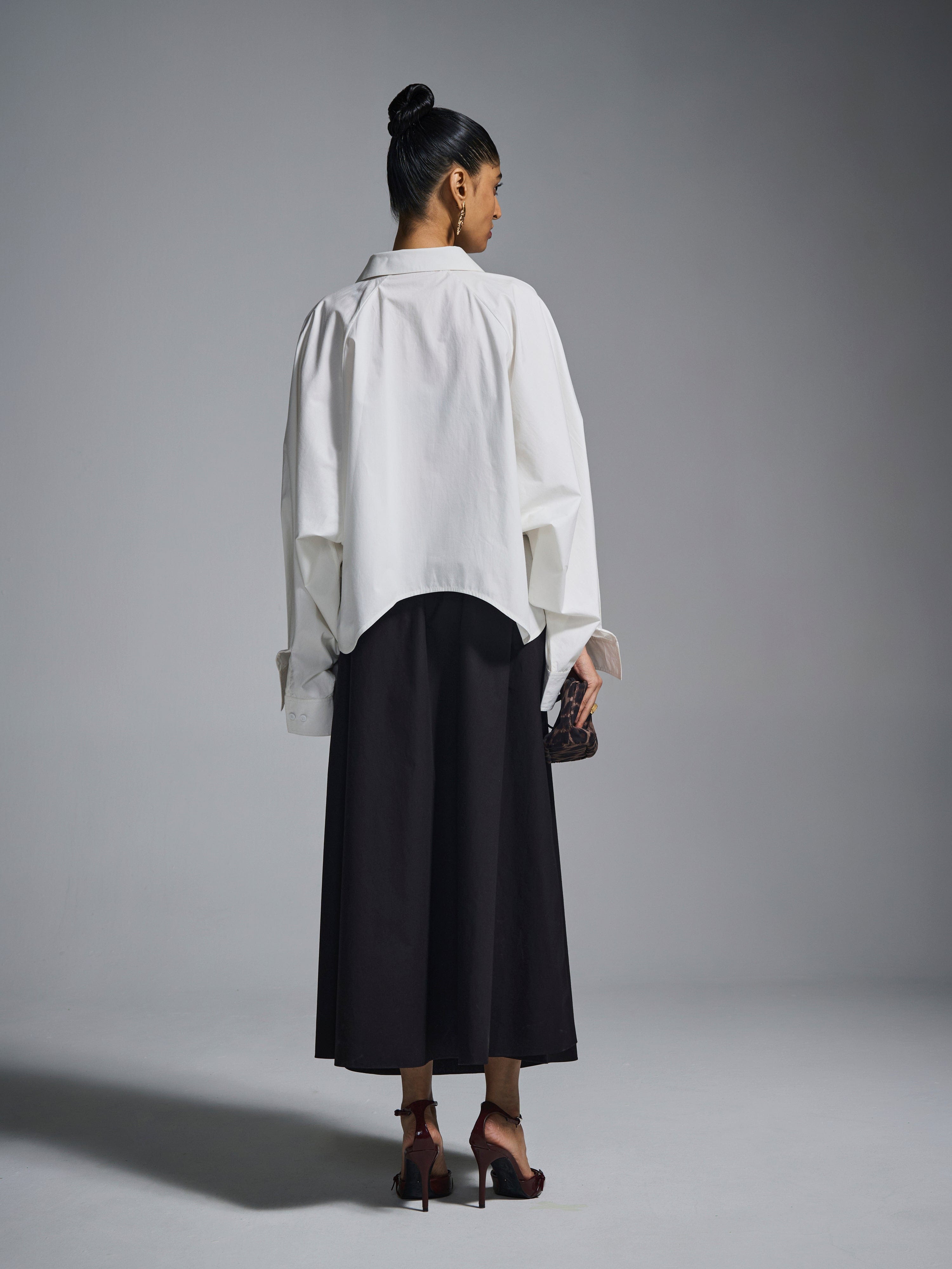 LINE A - line circular cotton skirt - Black