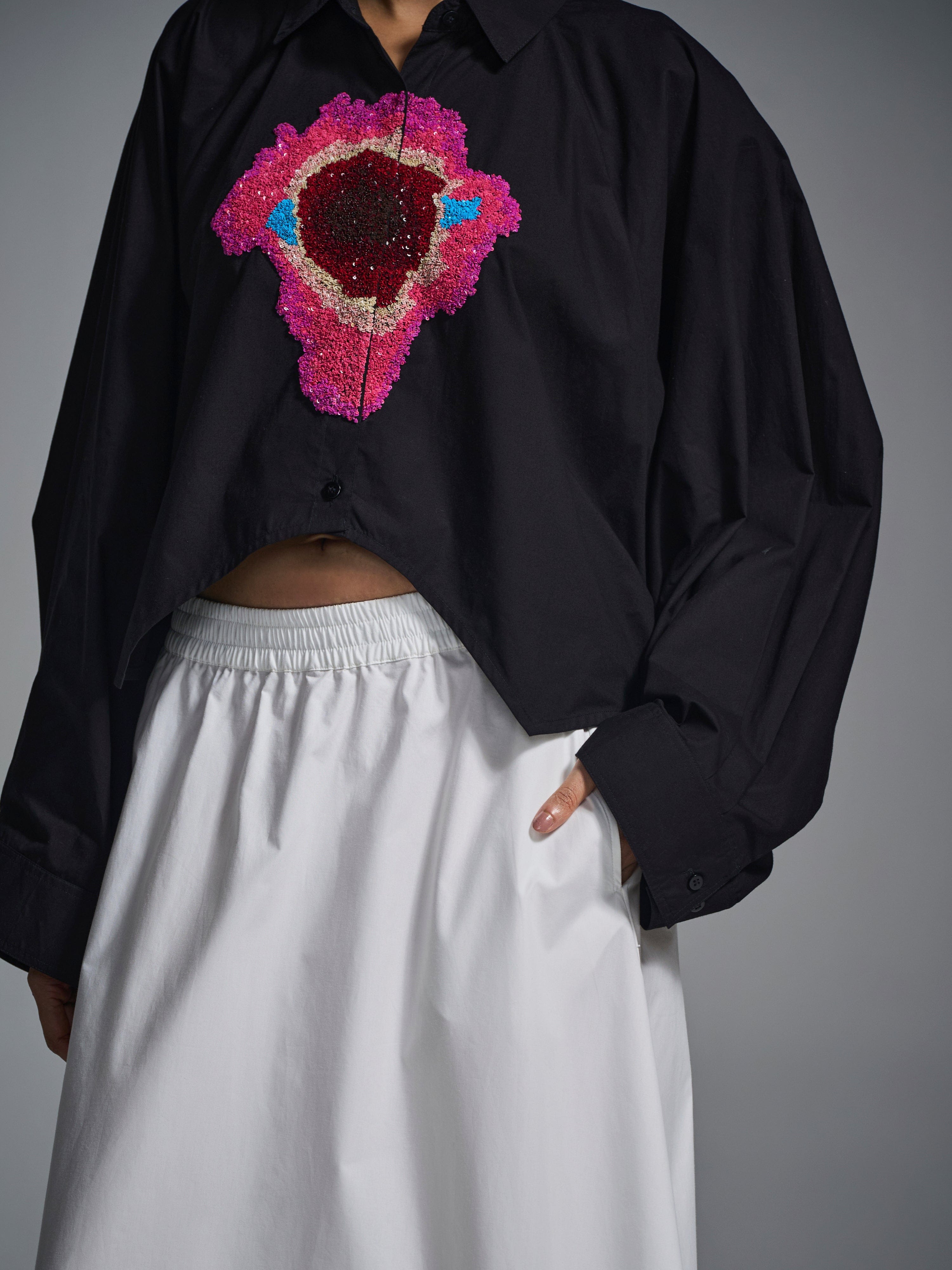 WHITE* A - line circular cotton skirt - White