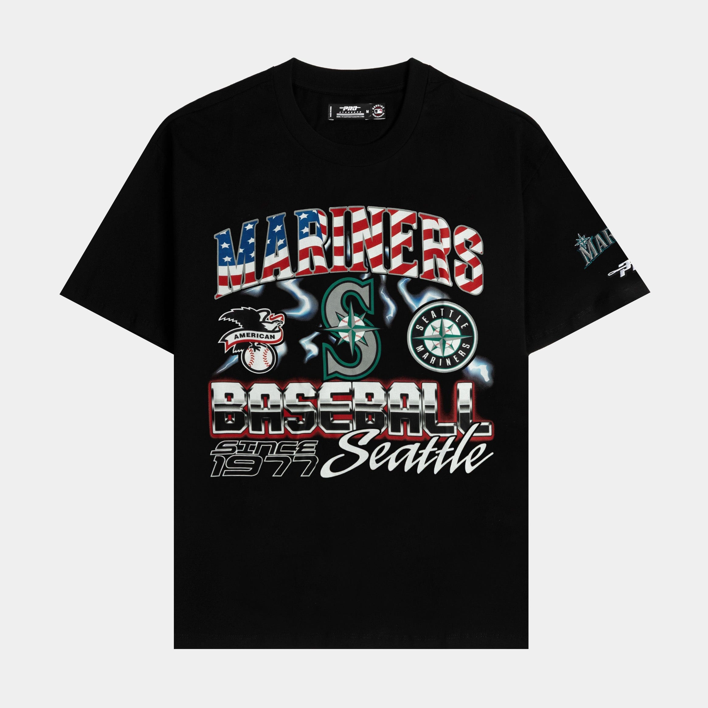 PRO Standard Seattle Mariners Victory Drop Shoulder Mens Short Sleeve Shirt (Black/Red)