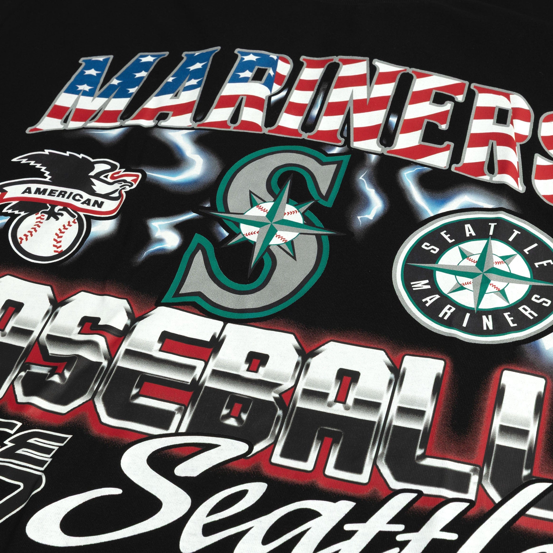 PRO Standard Seattle Mariners Victory Drop Shoulder Mens Short Sleeve Shirt (Black/Red)