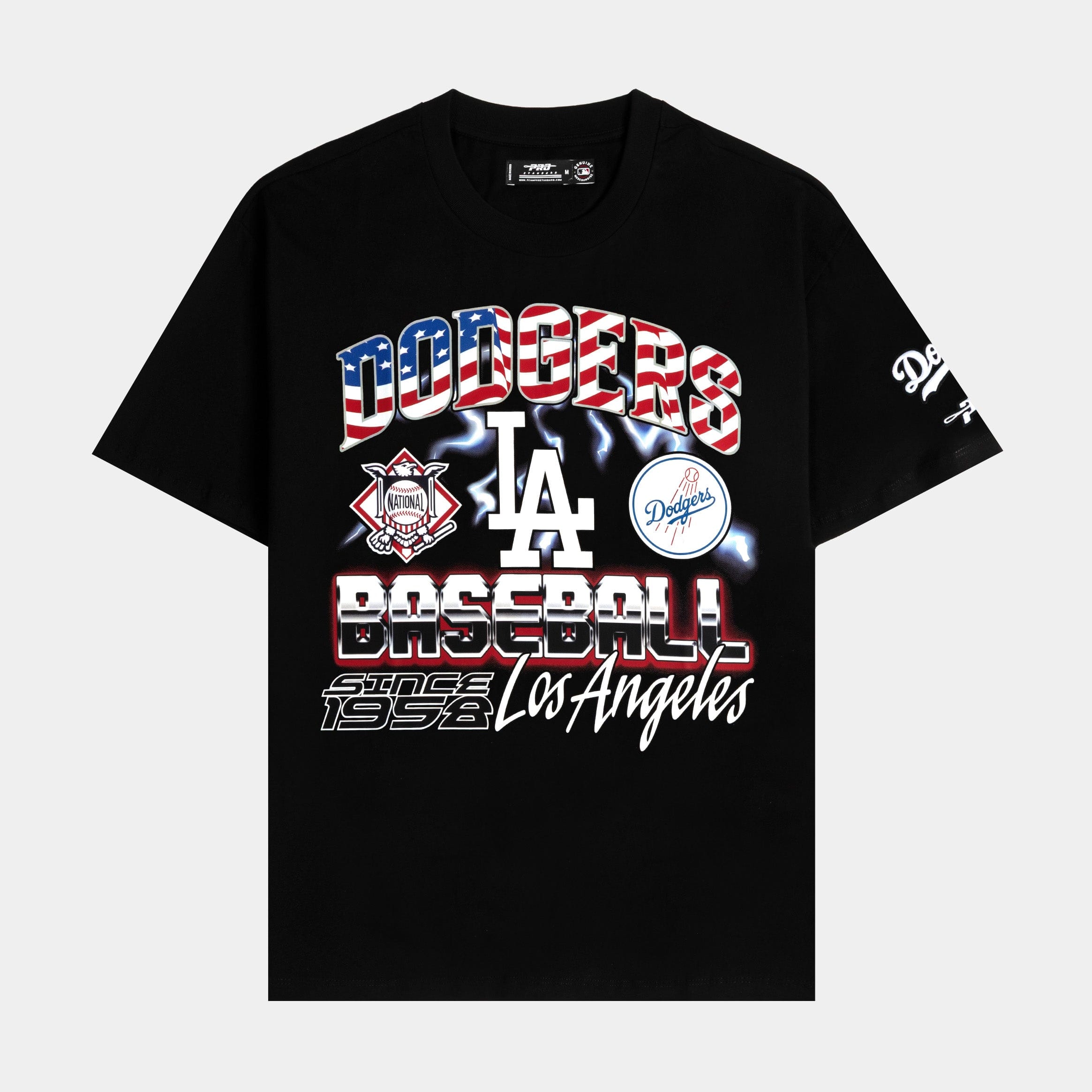 PRO Standard Los Angeles Dodgers Victory Drop Shoulder Mens Short Sleeve Shirt (Black/Red)