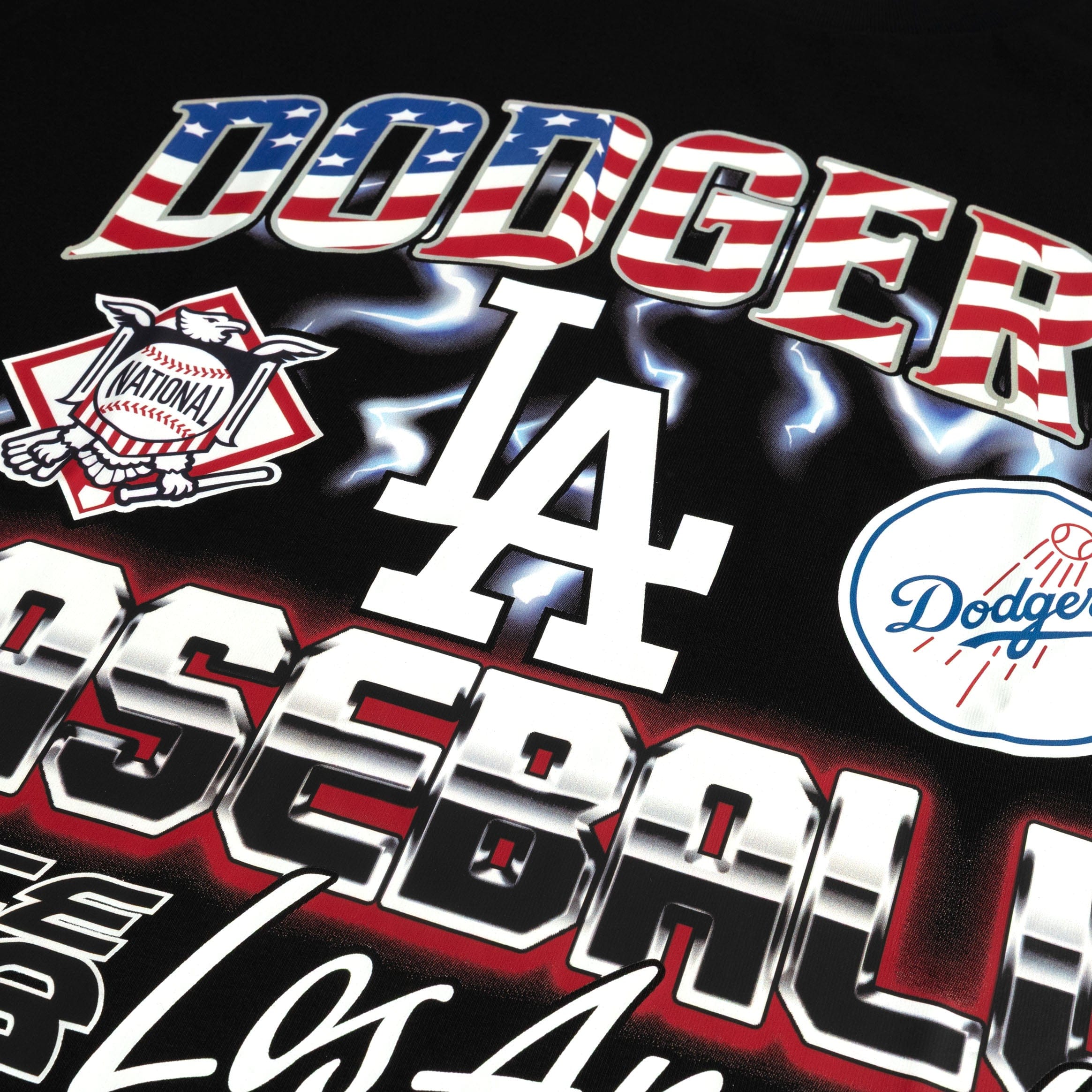 PRO Standard Los Angeles Dodgers Victory Drop Shoulder Mens Short Sleeve Shirt (Black/Red)