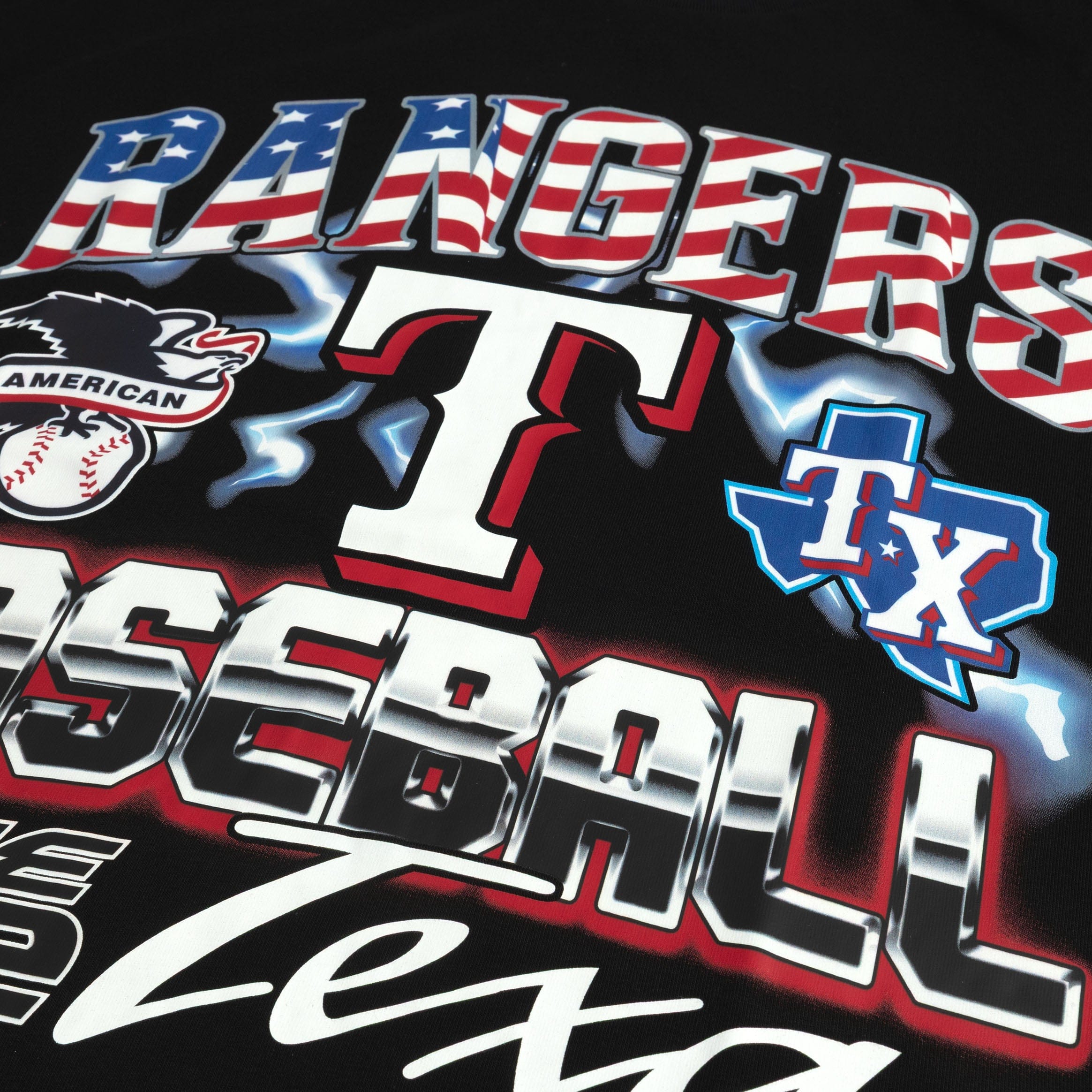 PRO Standard Texas Rangers Victory Drop Shoulder Mens Short Sleeve Shirt (Black/Red)