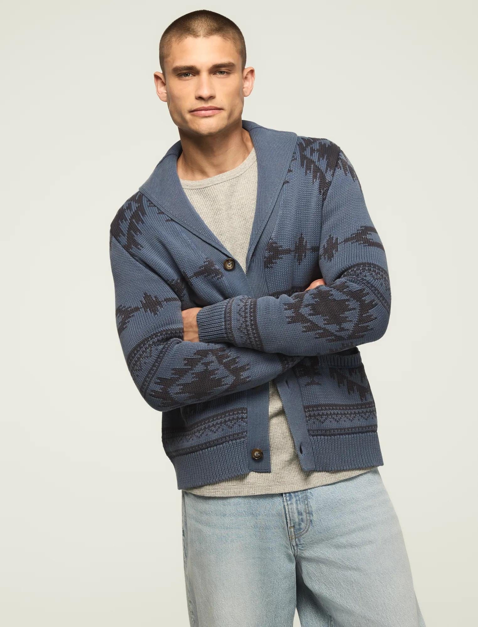Lucky Brand Men's Southwestern Shawl Cardigan