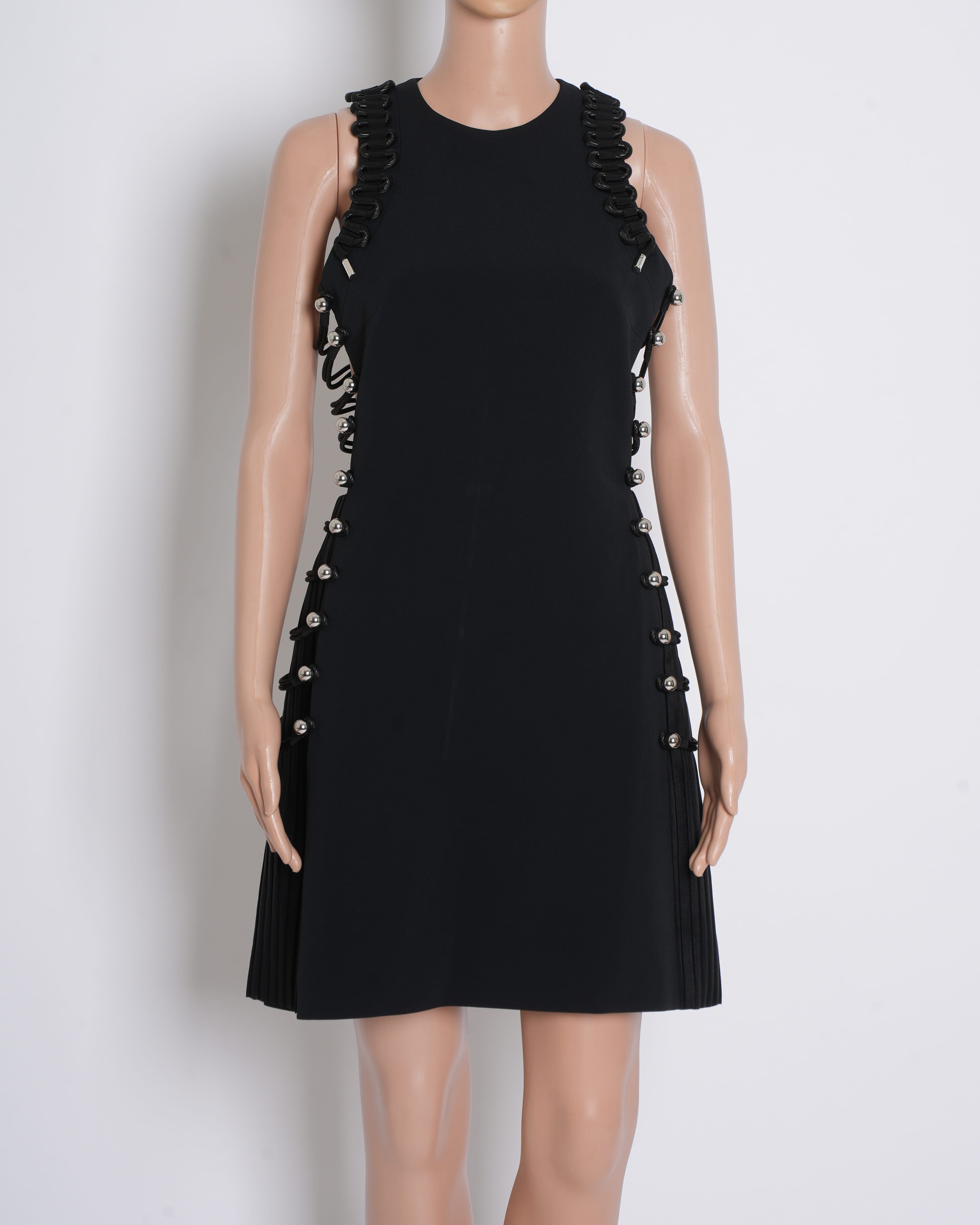 David Koma Black Bodycon Dress with Eyelet & Cord Detailing