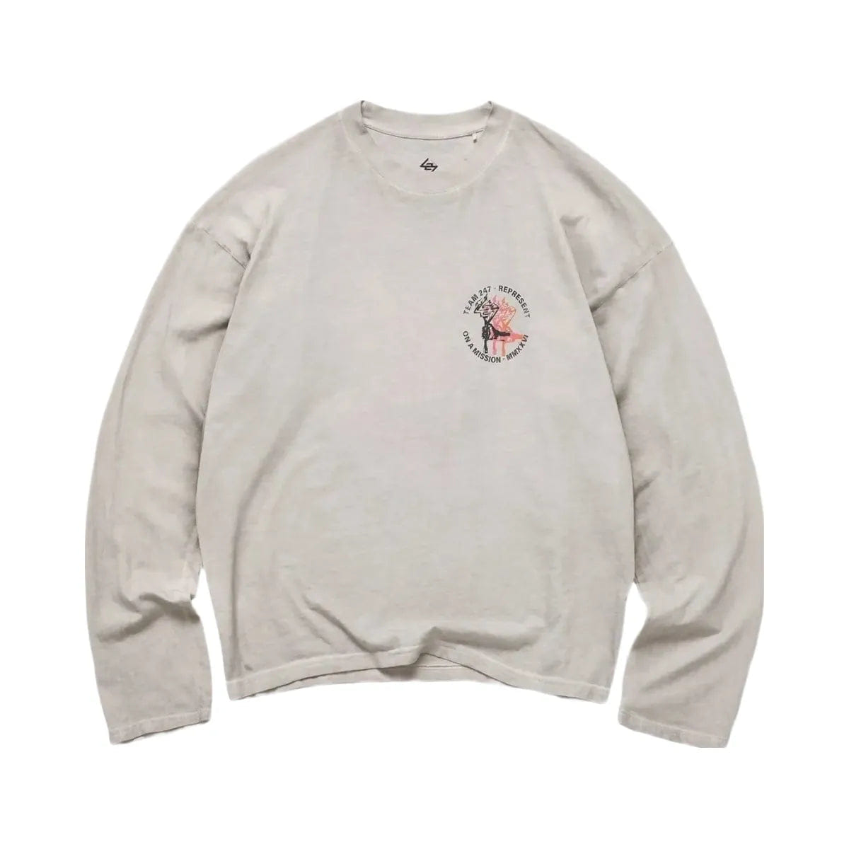 Represent 247 Torch Boxy Long Sleeve T-Shirt Bleach Wash