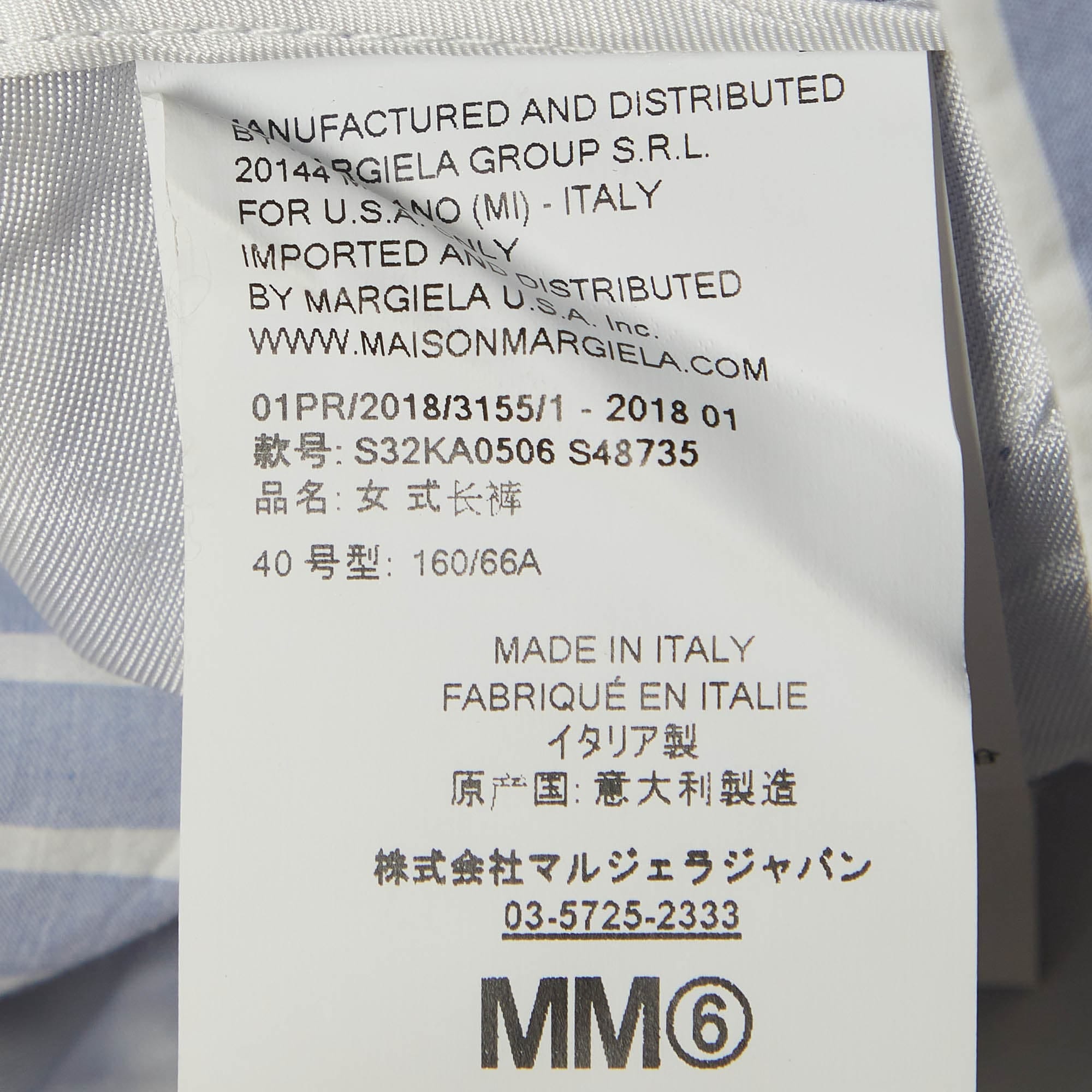 Maison Martin Margiela Blue/white Striped Cotton Trousers