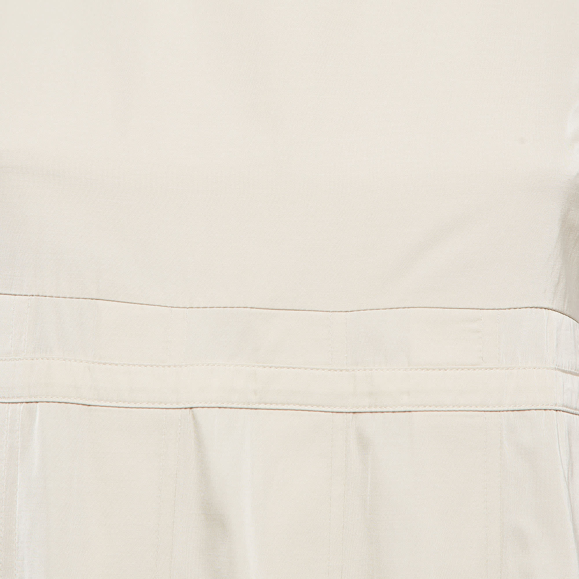 S'max Mara Beige Cotton Blend Pleated Sleeveless Dress